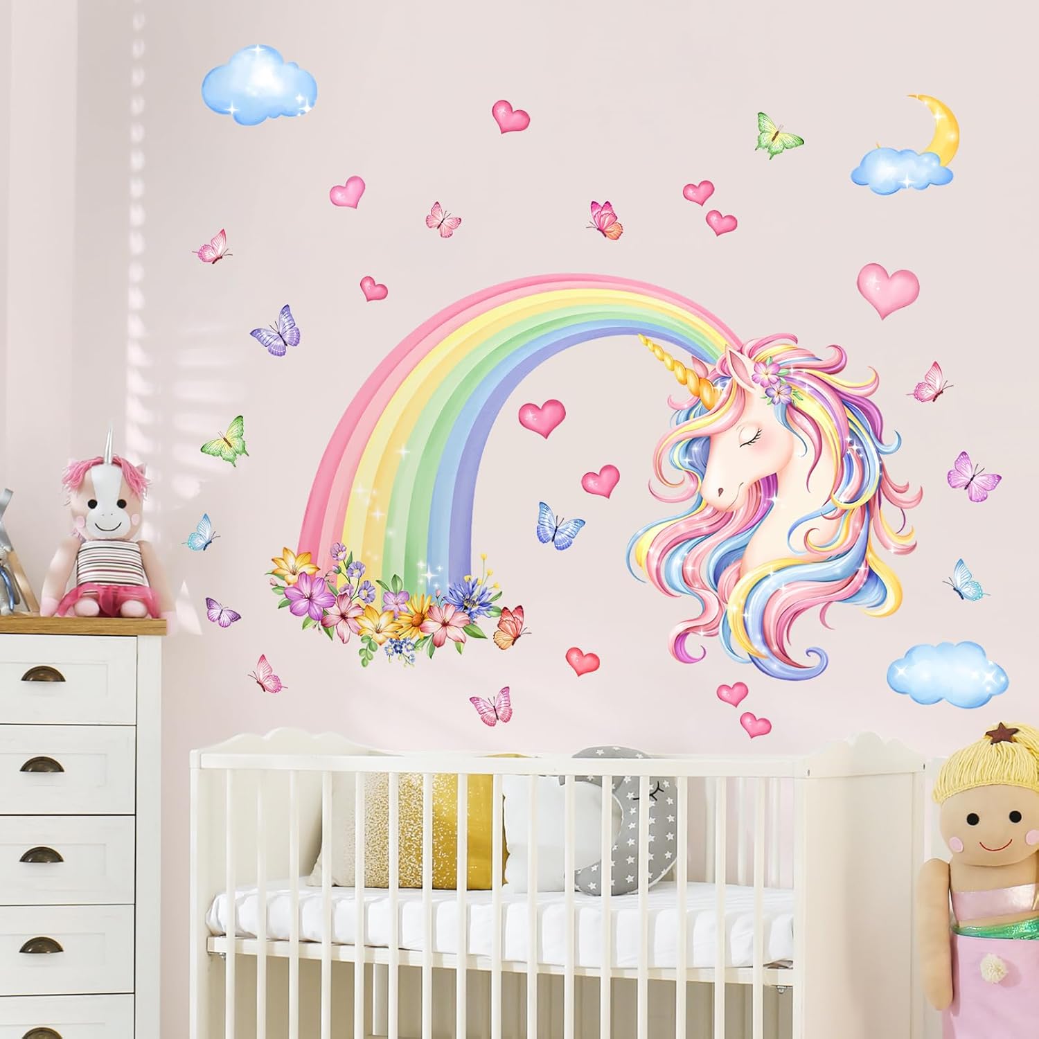 Rainbow Unicorn Wall Decals for Girls Room Decor