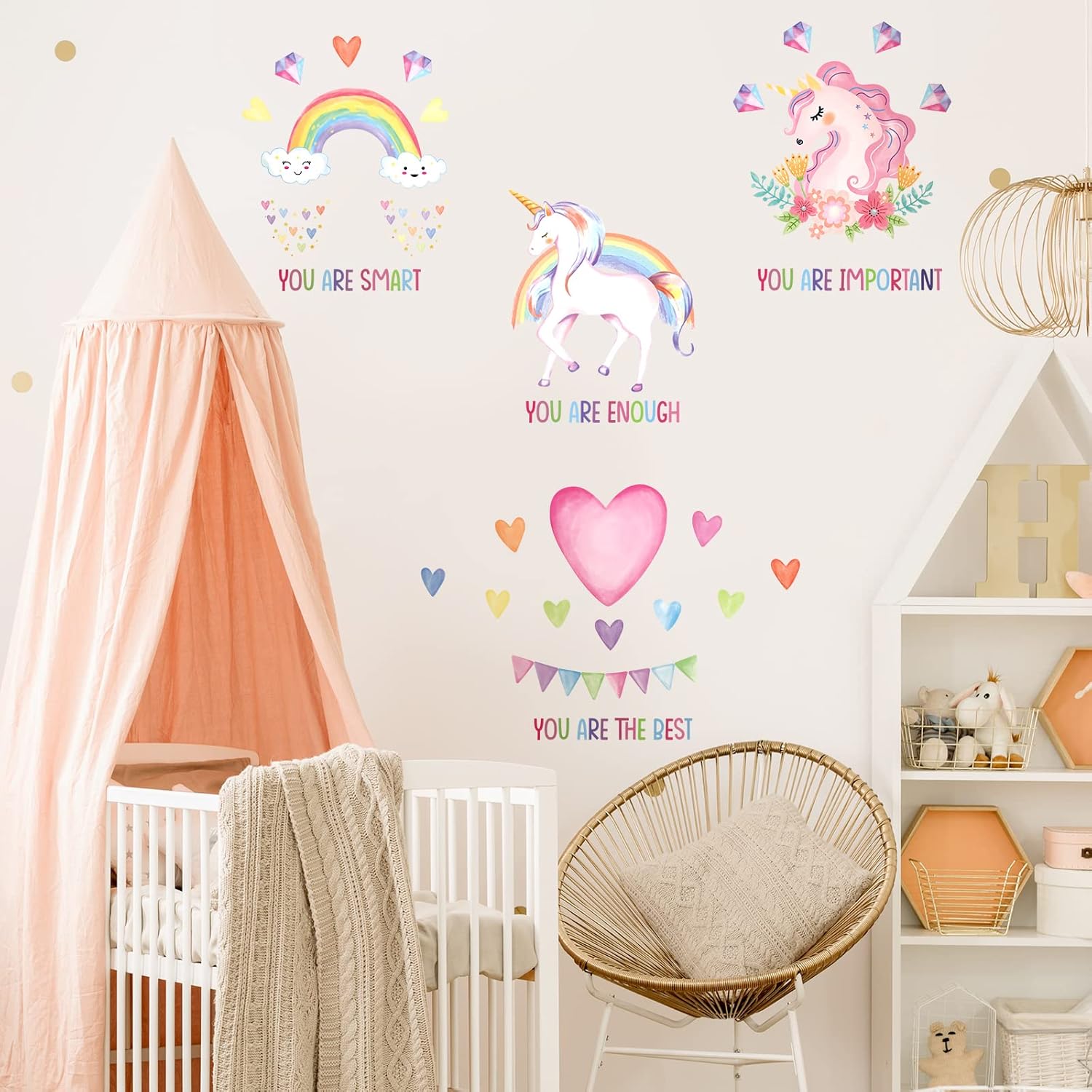 9 Pieces Unicorn Wall Stickers for Girls Bedroom Decor
