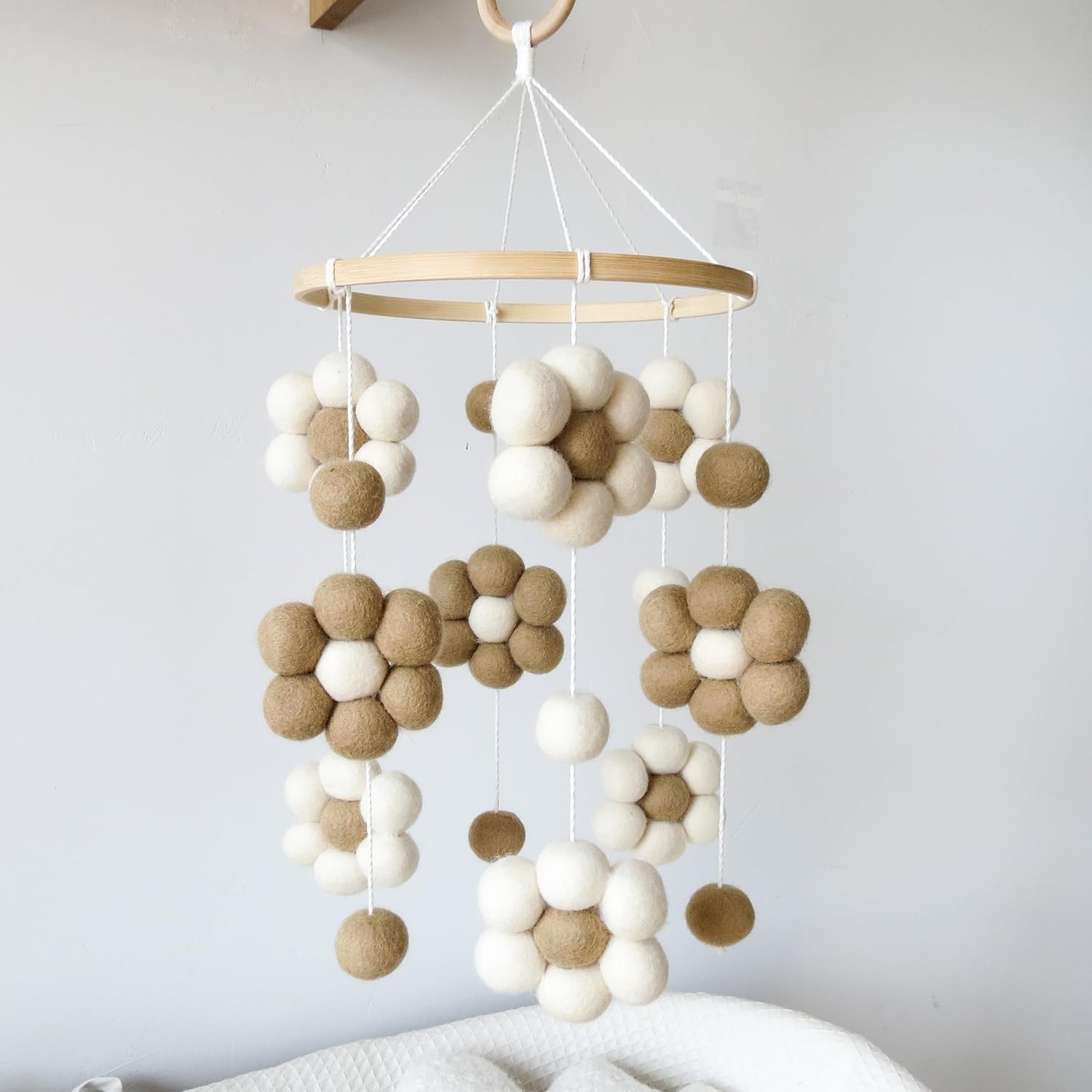 GOUKURLSMA Neutral Daisy Crib Mobile for Babies