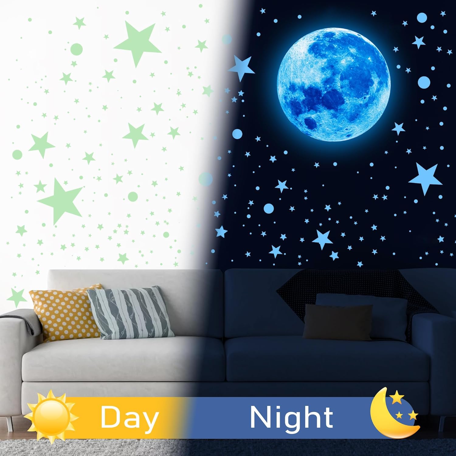 492Pcs Glow in the Dark Stars Ceiling Moon Space Wall Decals