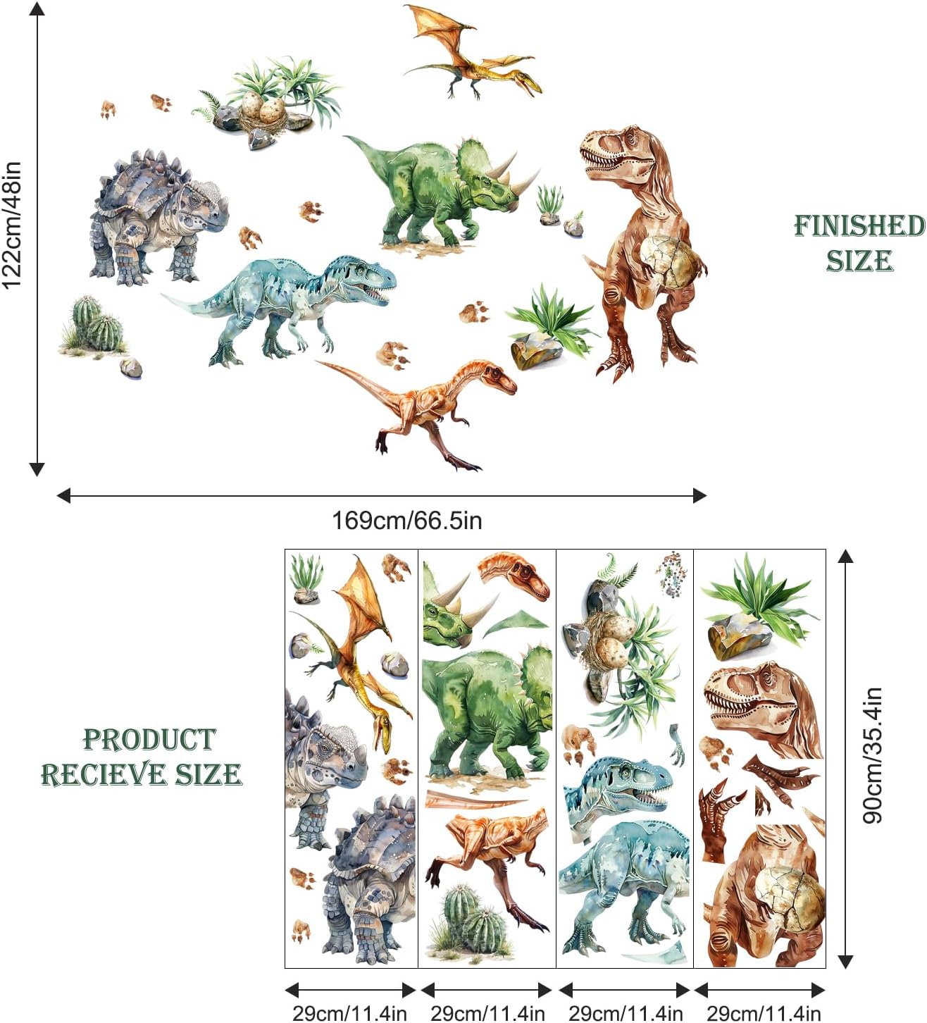 Supzone Dinosaur Wall Decals Large Volcano Stickers for Kids Room