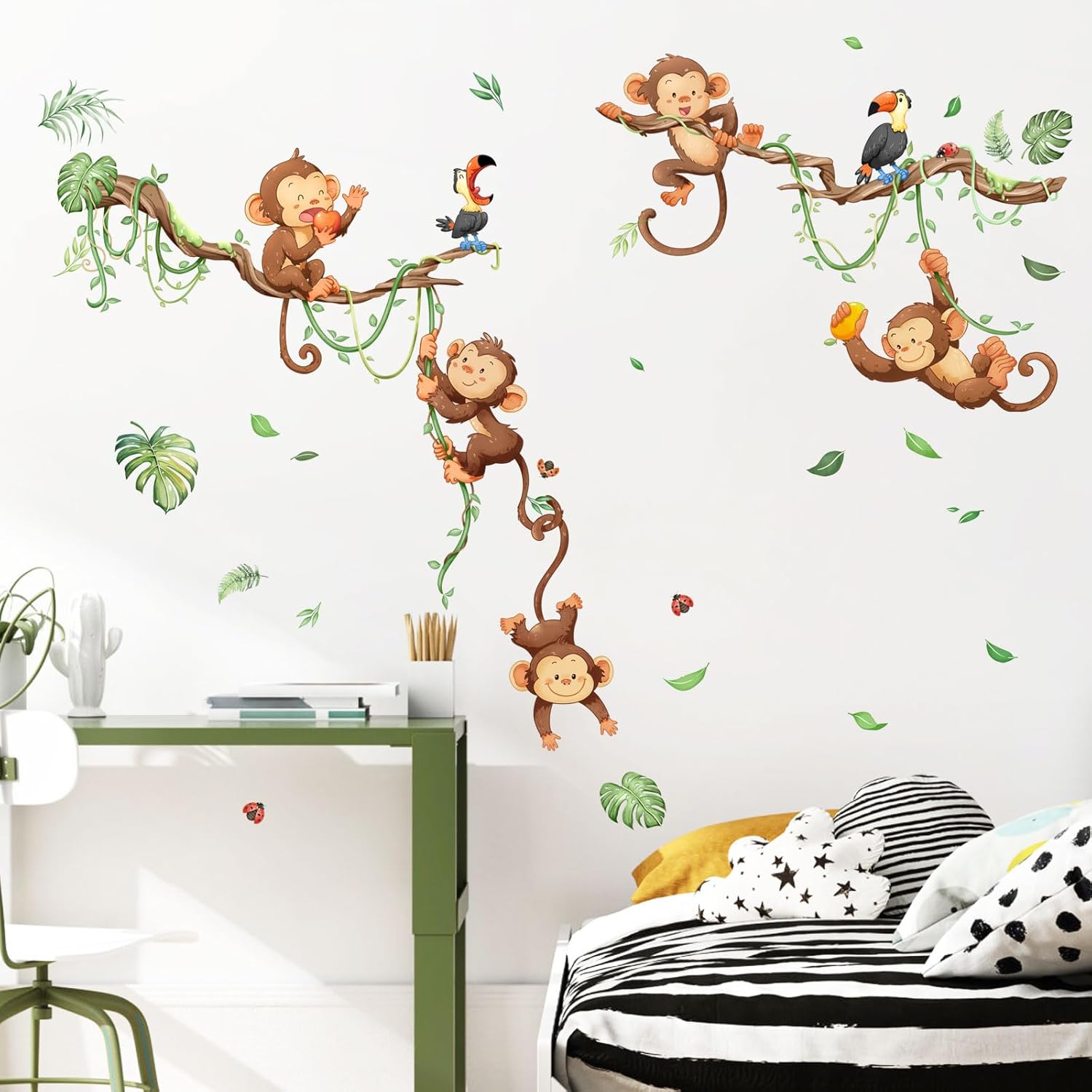 Monkey Climbing Tree Wall Decals for Kids Room Decor