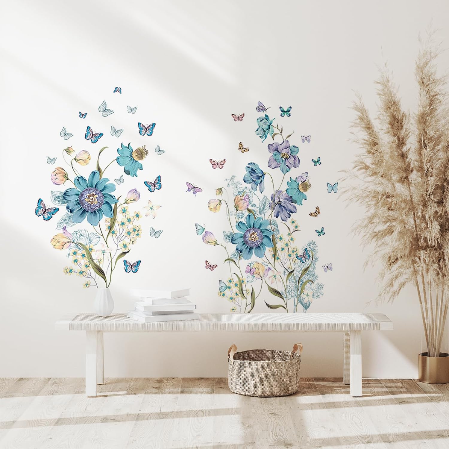 Buy One Get Five Boho Blue Flower Wall Decals