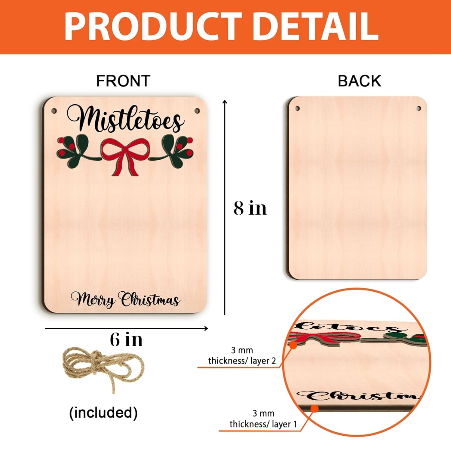 Babys First Christmas Mistletoe Footprint Hanging Sign
