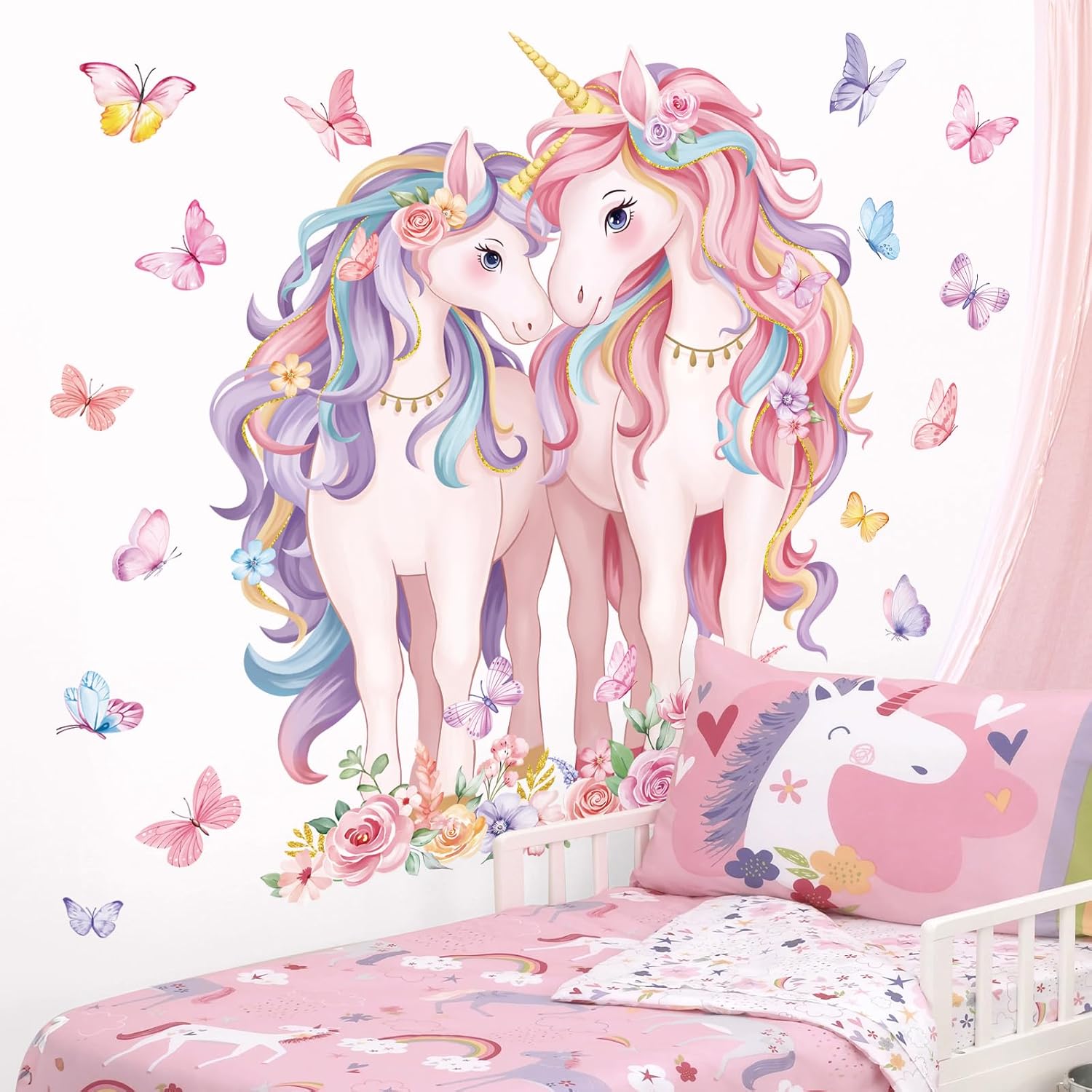 Decalmile 2 Large Unicorn Wall Decals for Kids Room and Baby Nursery