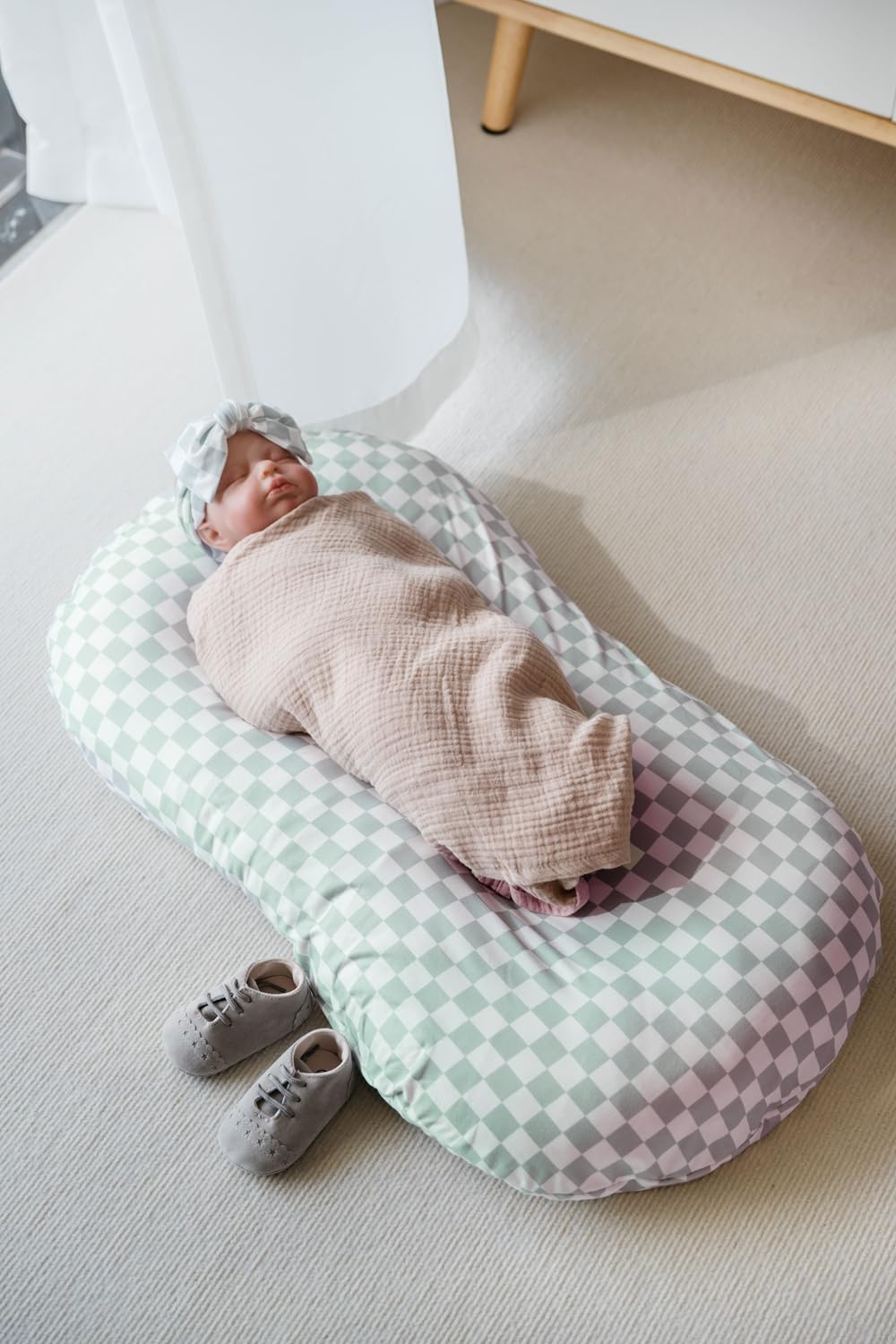 Little Jump Cotton Baby Lounger Covers 2 Pack Coffee Checkered