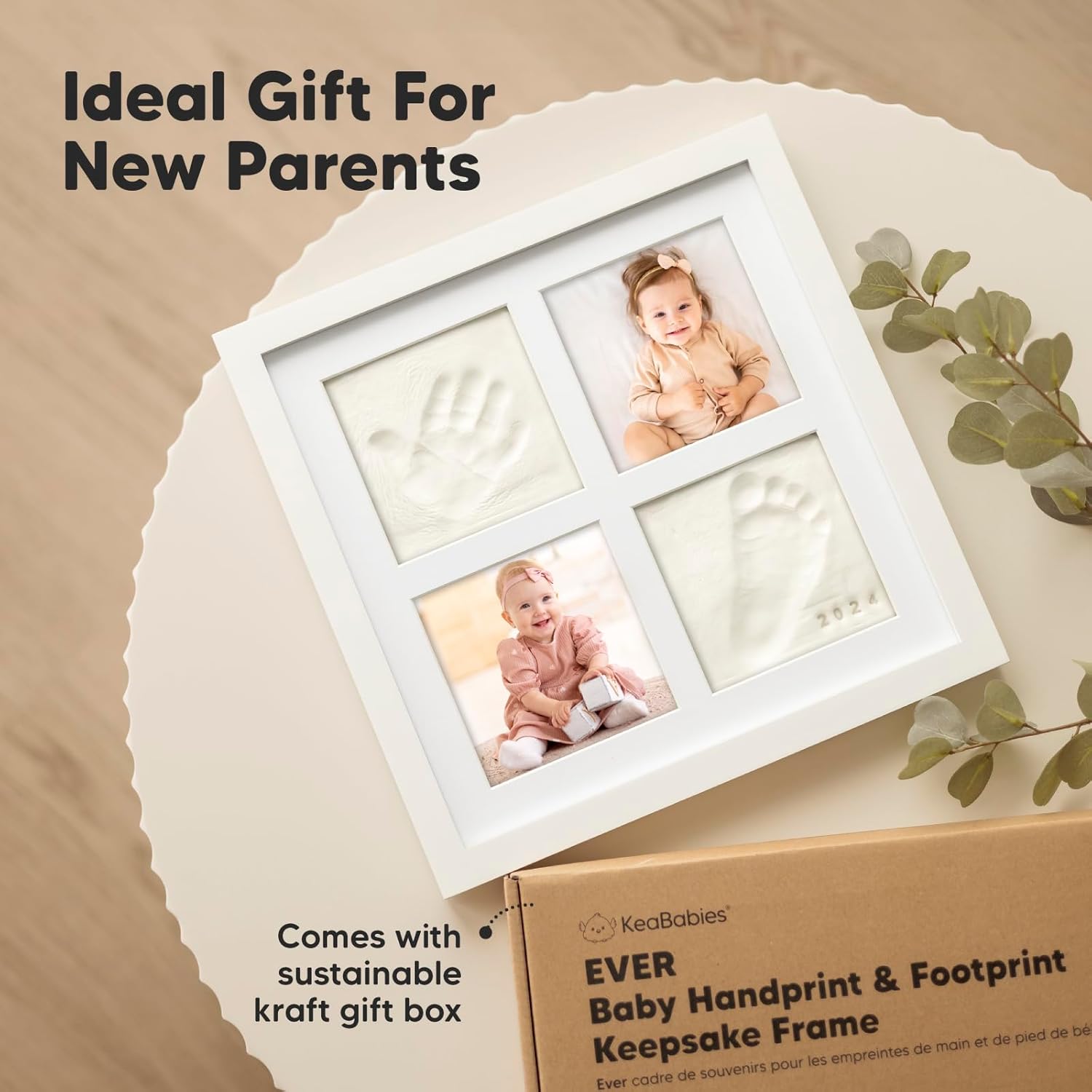 KeaBabies Inkless Handprint Footprint Keepsake Frame