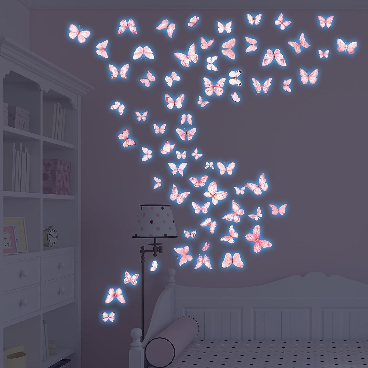 Glow in The Dark Pink Butterfly Wall Decals