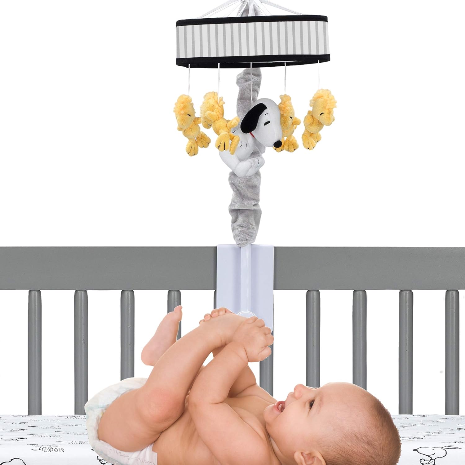 Lambs Ivy Classic Snoopy Musical Mobile Soother Toy - Black Yellow