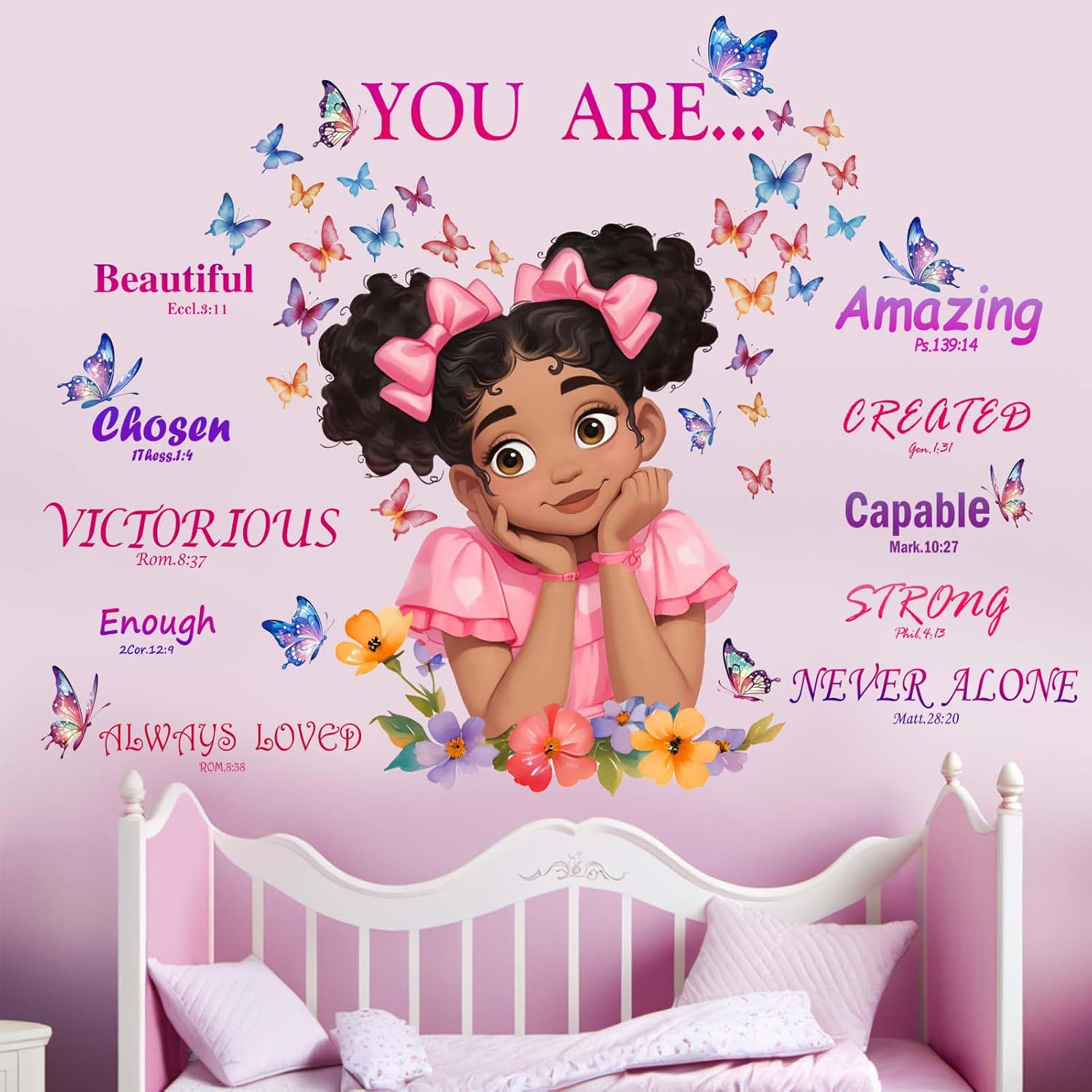 Amimagen African American Butterfly Wall Stickers for Kids