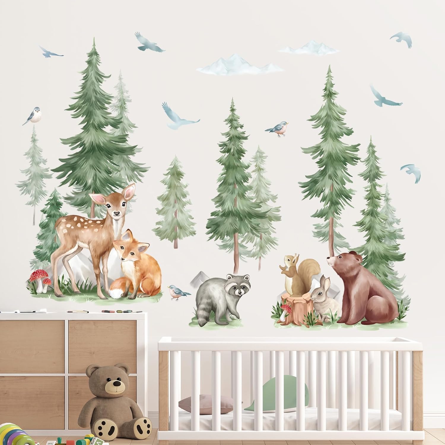 Wondever Mountain Tree Wall Stickers for Kids Room