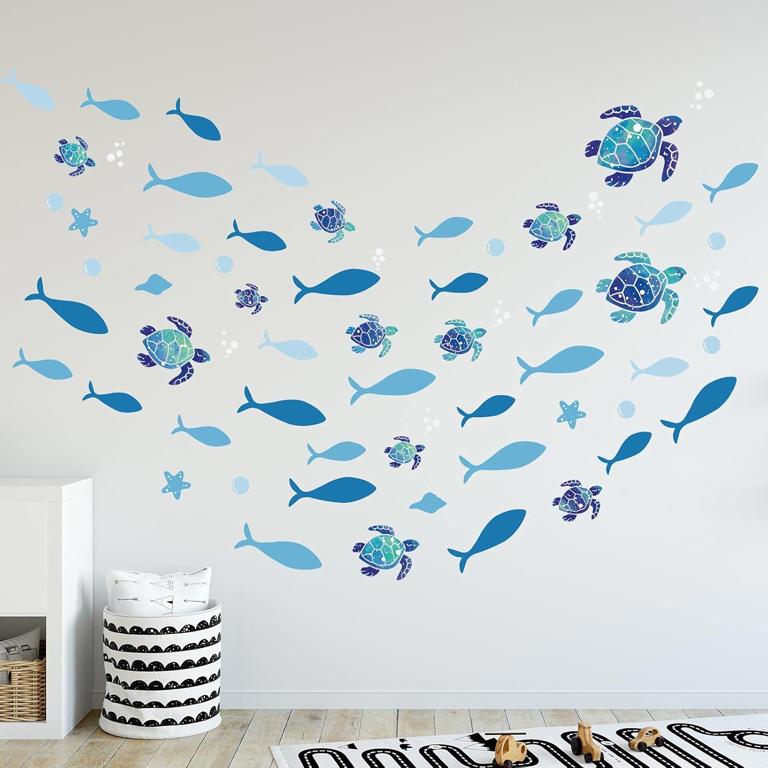 Outus 2 Sets Sea Turtle Wall Decals Stickers 3D Ocean Decor