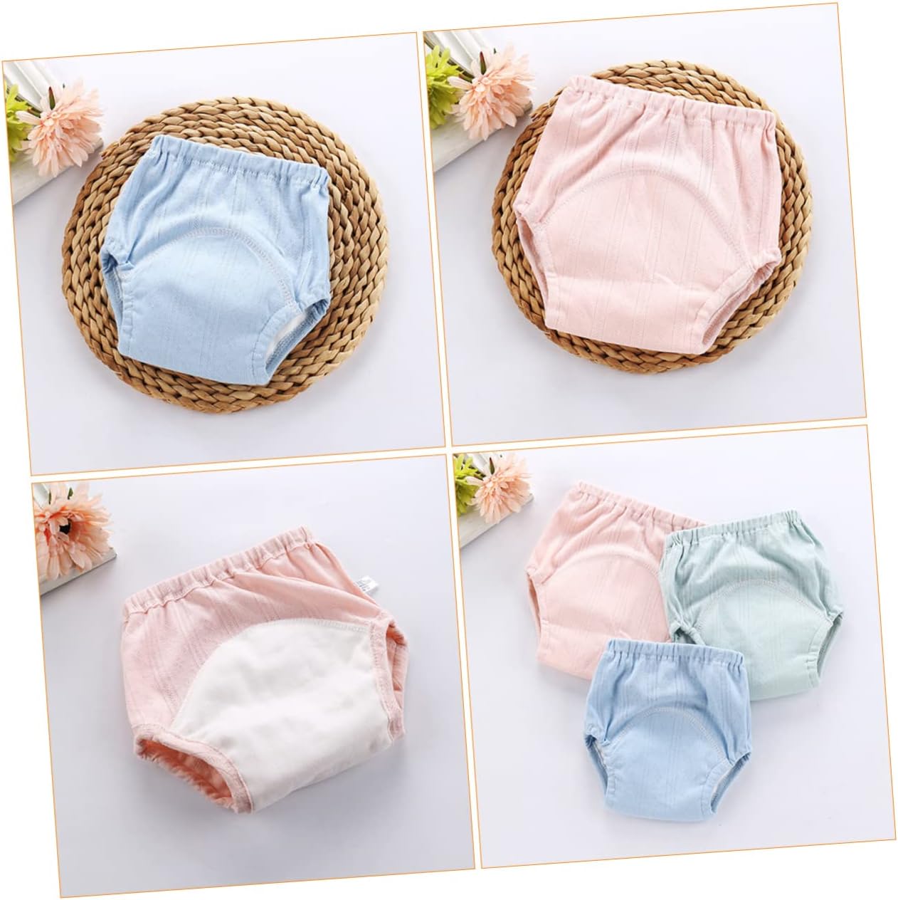 2 Pack Baby Training Pants Cotton Reusable Diaper Covers for Potty Training