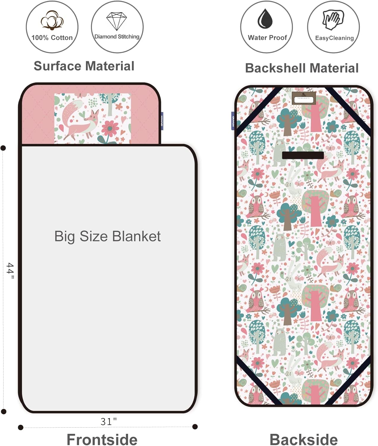 Toddler Nap Mat with Cotton Inner and Pillow for Daycare Travel