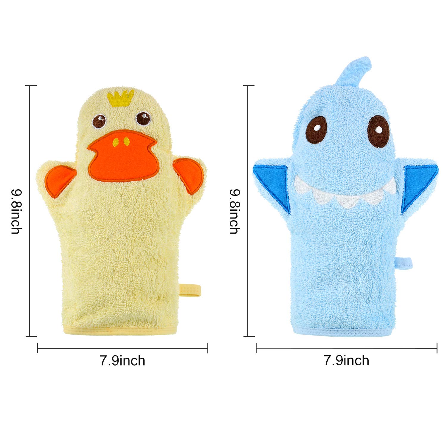 2 Pieces Baby Bath Mitts with Animal Designs