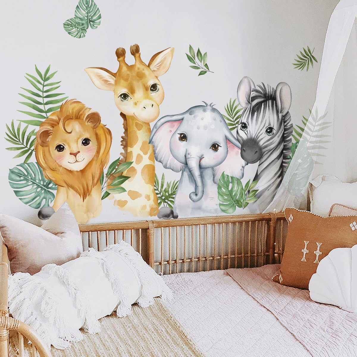 5251x2362 Inch Watercolor Jungle Animal Wall Decals