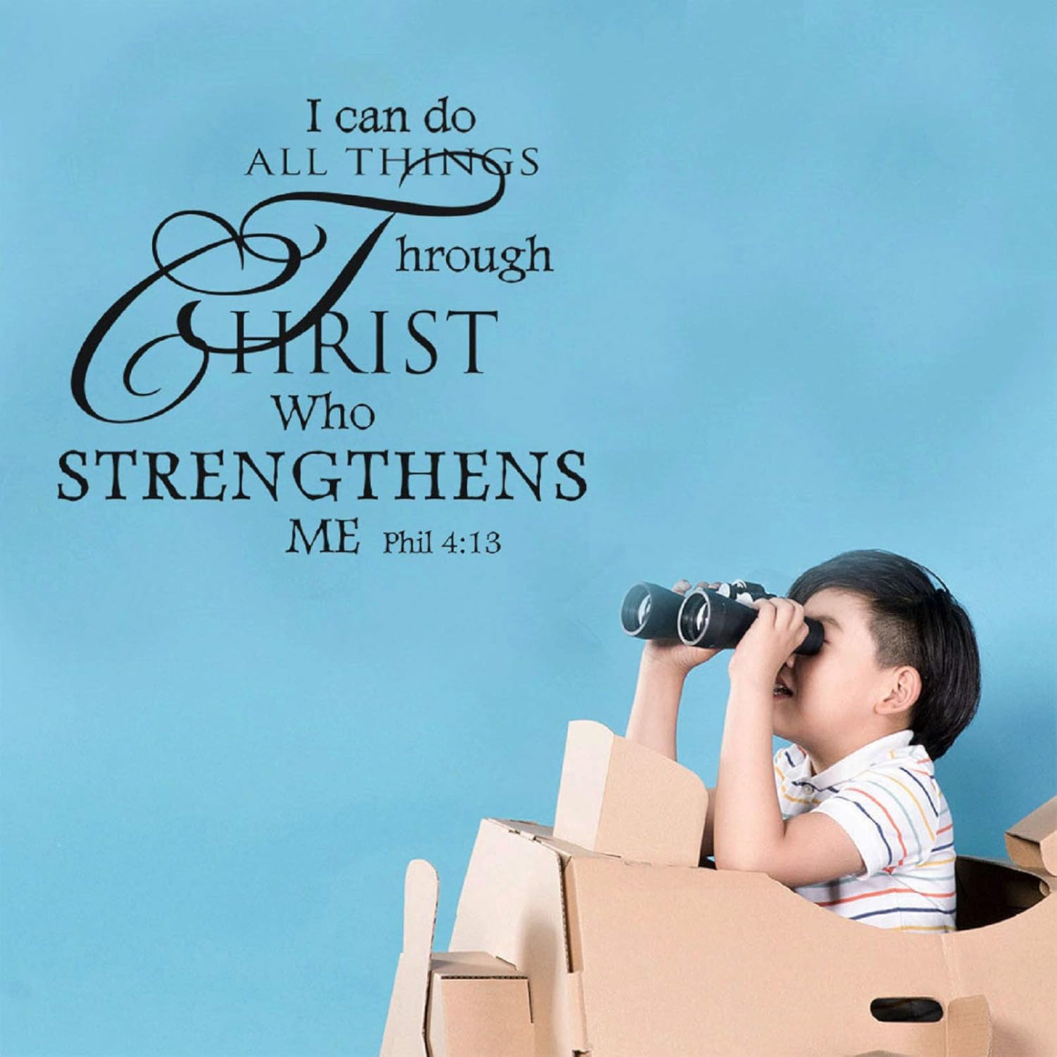 Inspirational Wall Decor Quote Sticker I Can Do All Things Through Christ