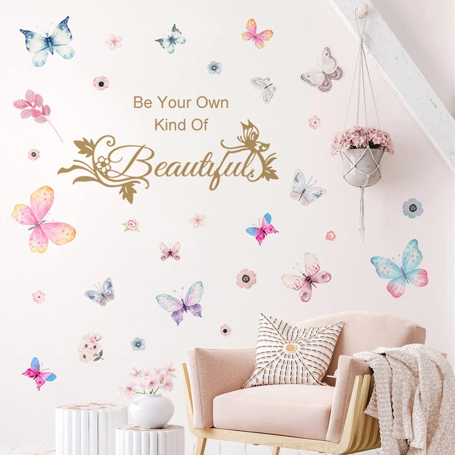Colorful Butterflies Wall Sticker with Inspiring Quotes