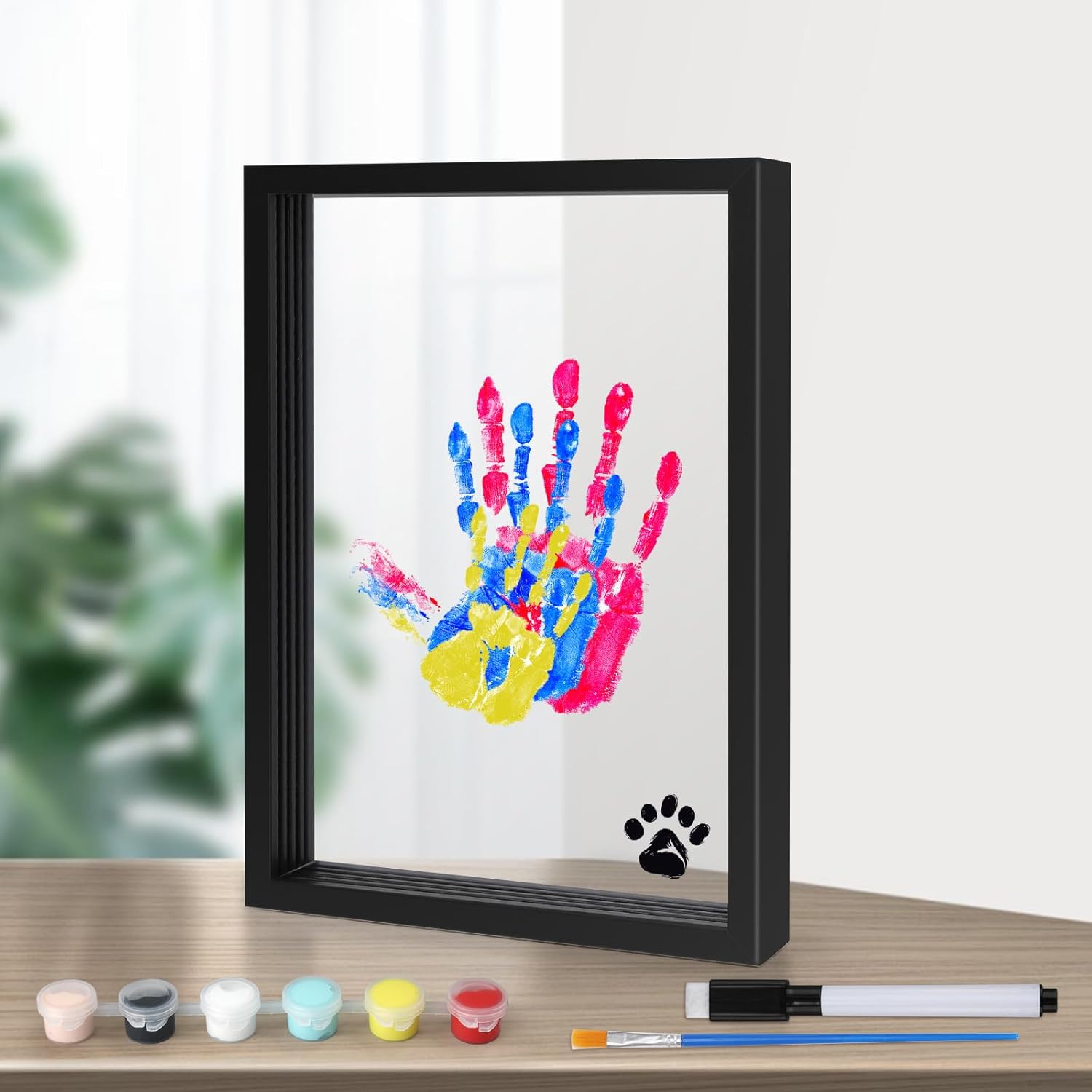 Family Handprint Kit with 6 Colors and Clear Photo Frame