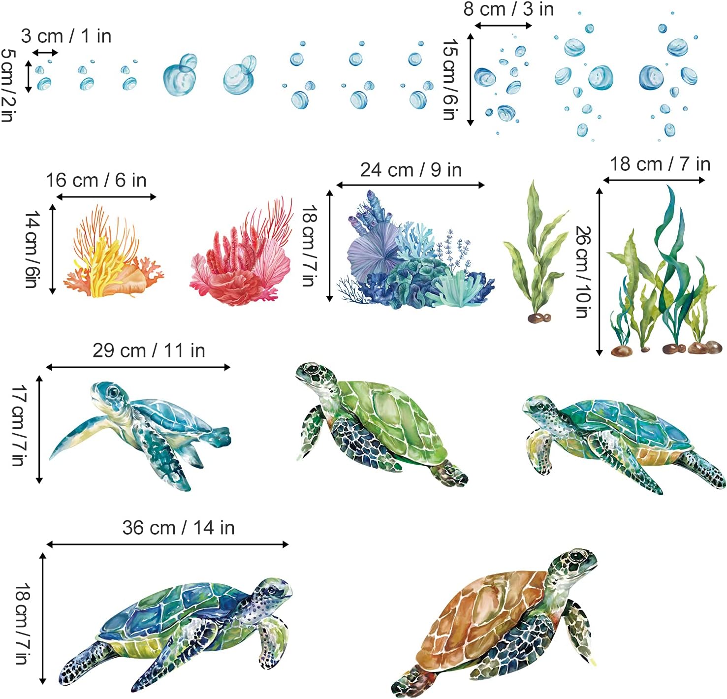 Decalmile Sea Turtles Wall Stickers Under The Sea Decor
