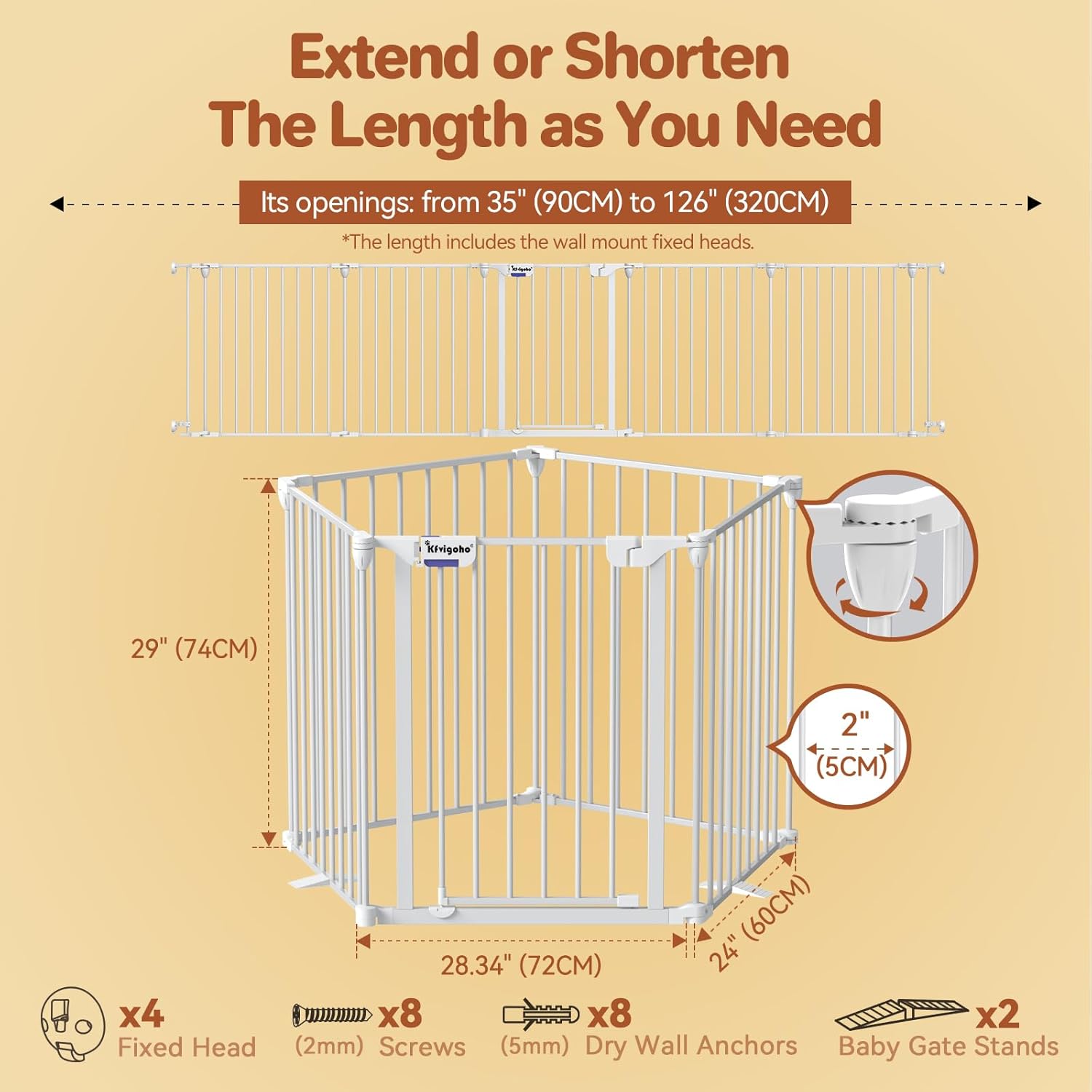 Extra-Wide Adjustable Baby Gate with Auto Close Door