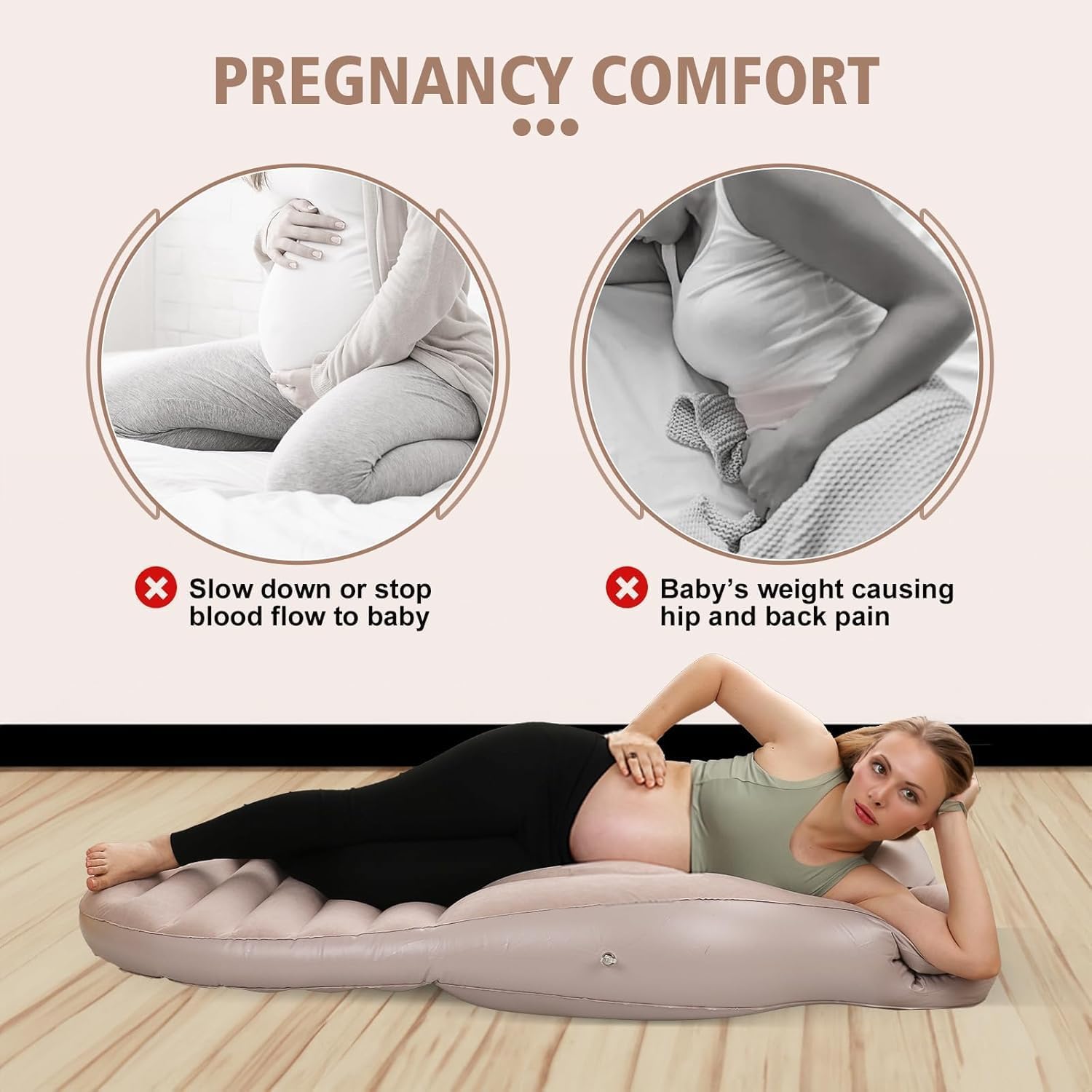 Inflatable Maternity Cushion with Detachable Support Grey