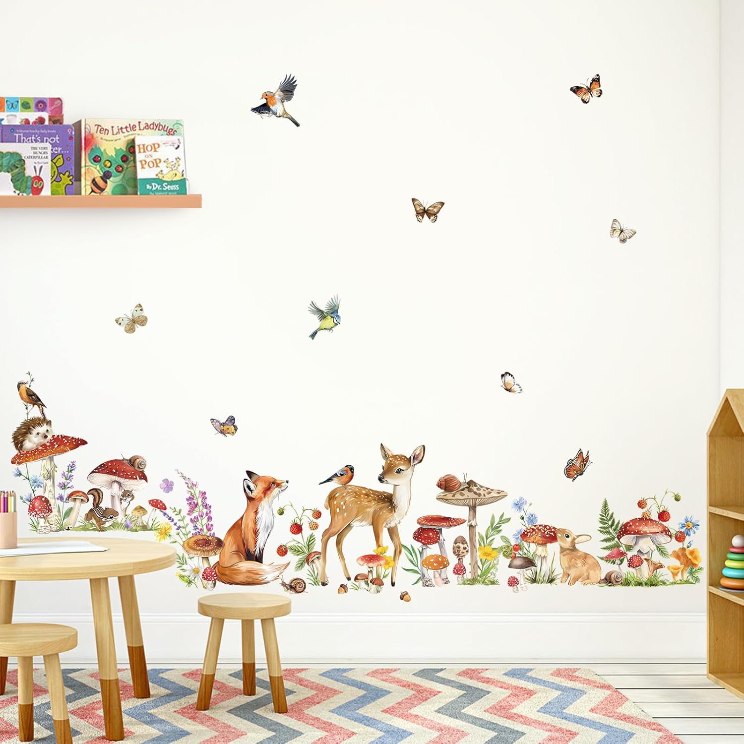 Wondever Woodland Animal Wall Stickers for Kids Bedroom Nursery Decor
