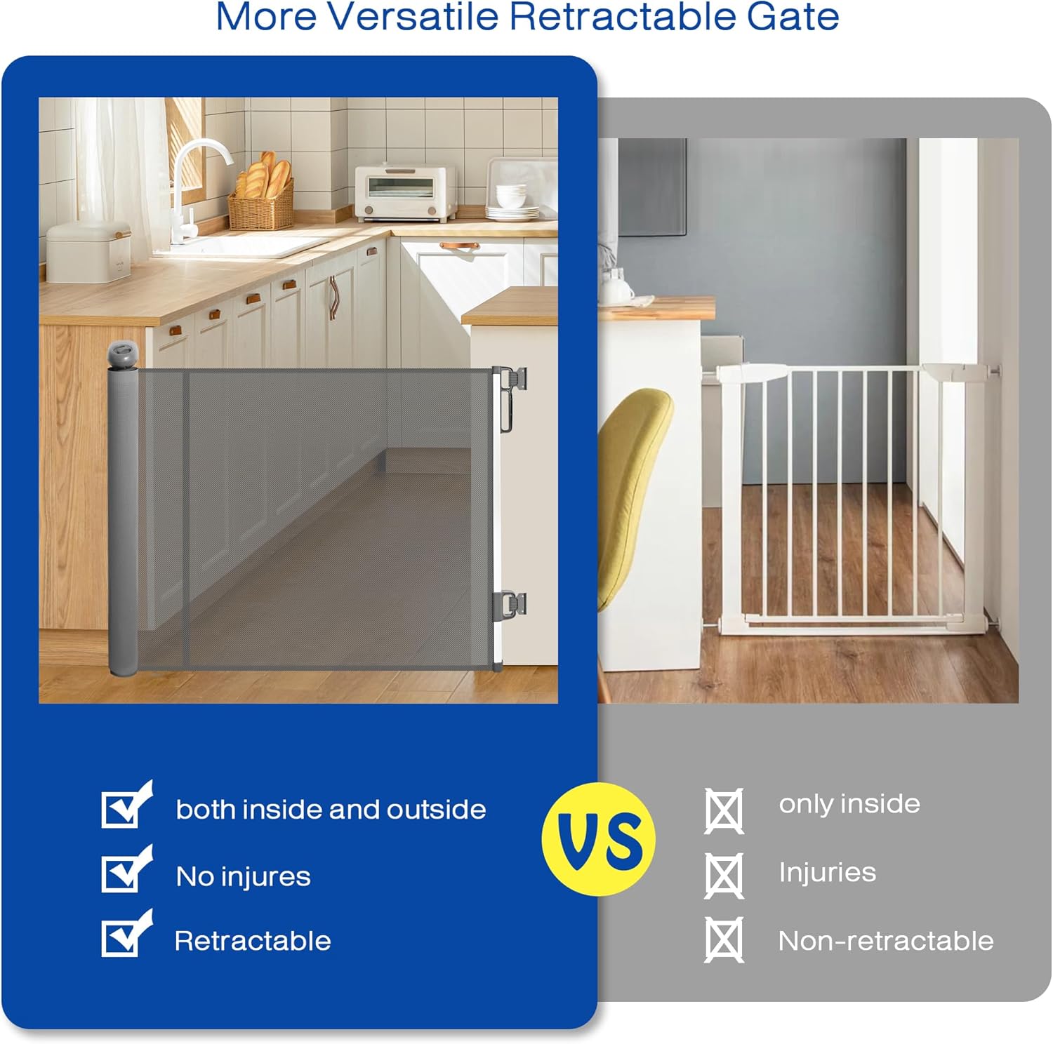 Kerty Retractable Baby Gate 71 Inch Wide 34 Inch Tall
