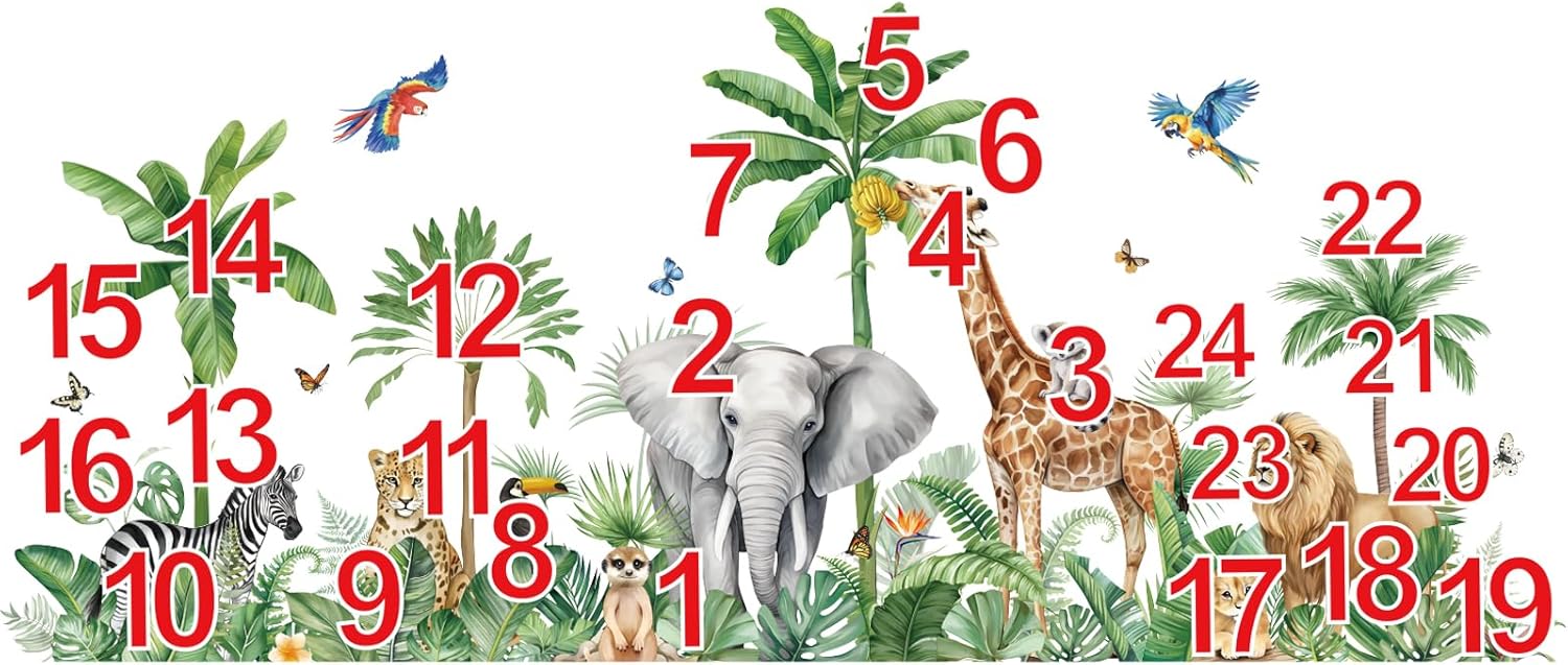 decalmile XXL Jungle Animals Wall Stickers for Kids Room and Nursery Decor