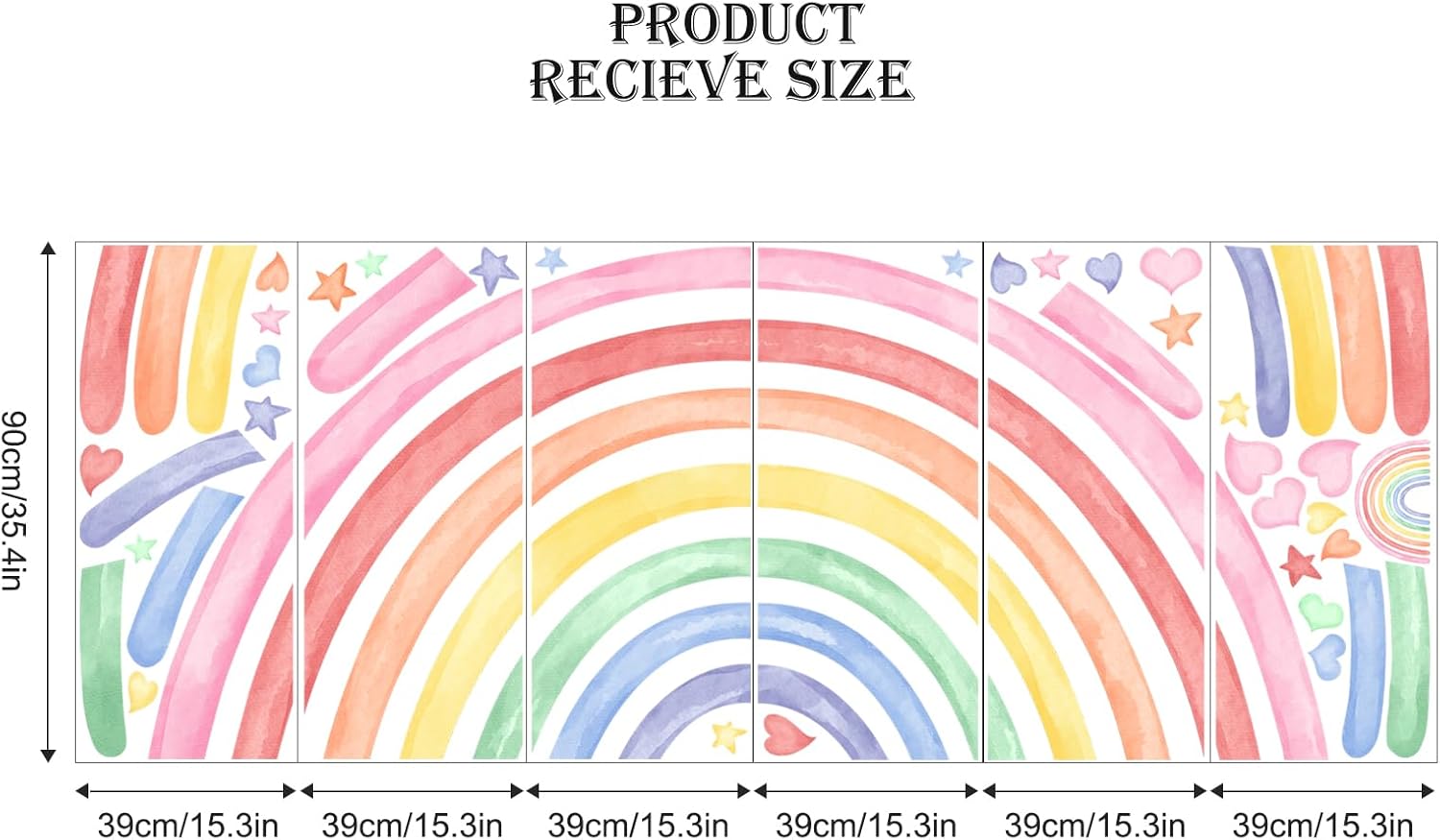 77 x 47 Rainbow Wall Decals for Kids Bedroom Playroom Classroom