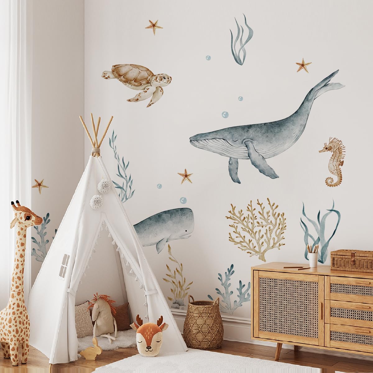 Ocean Wall Decals with Whales Turtles and Sharks