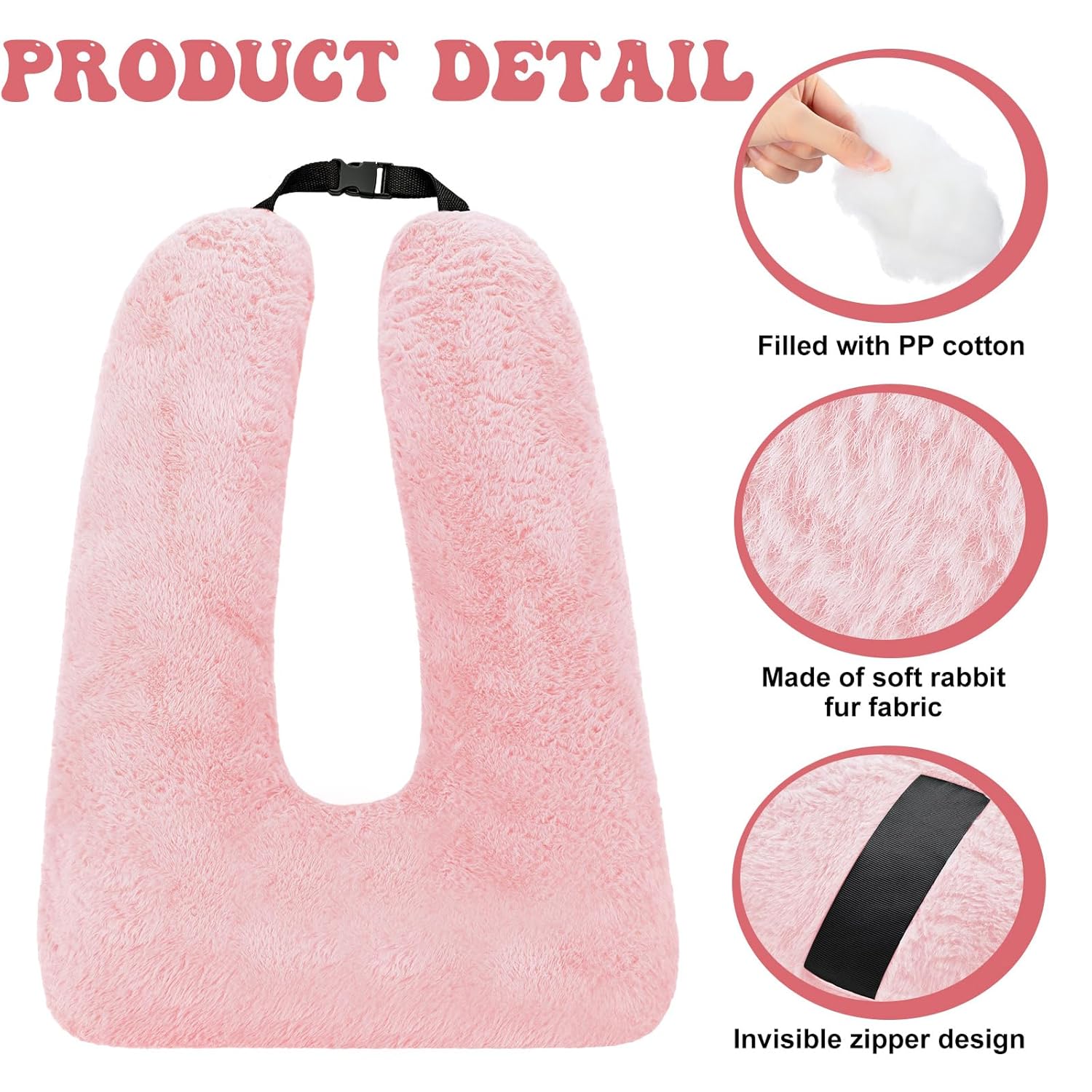 Hoteam 2 Pcs U Shaped Travel Pillow for Kids and Adults Light Pink