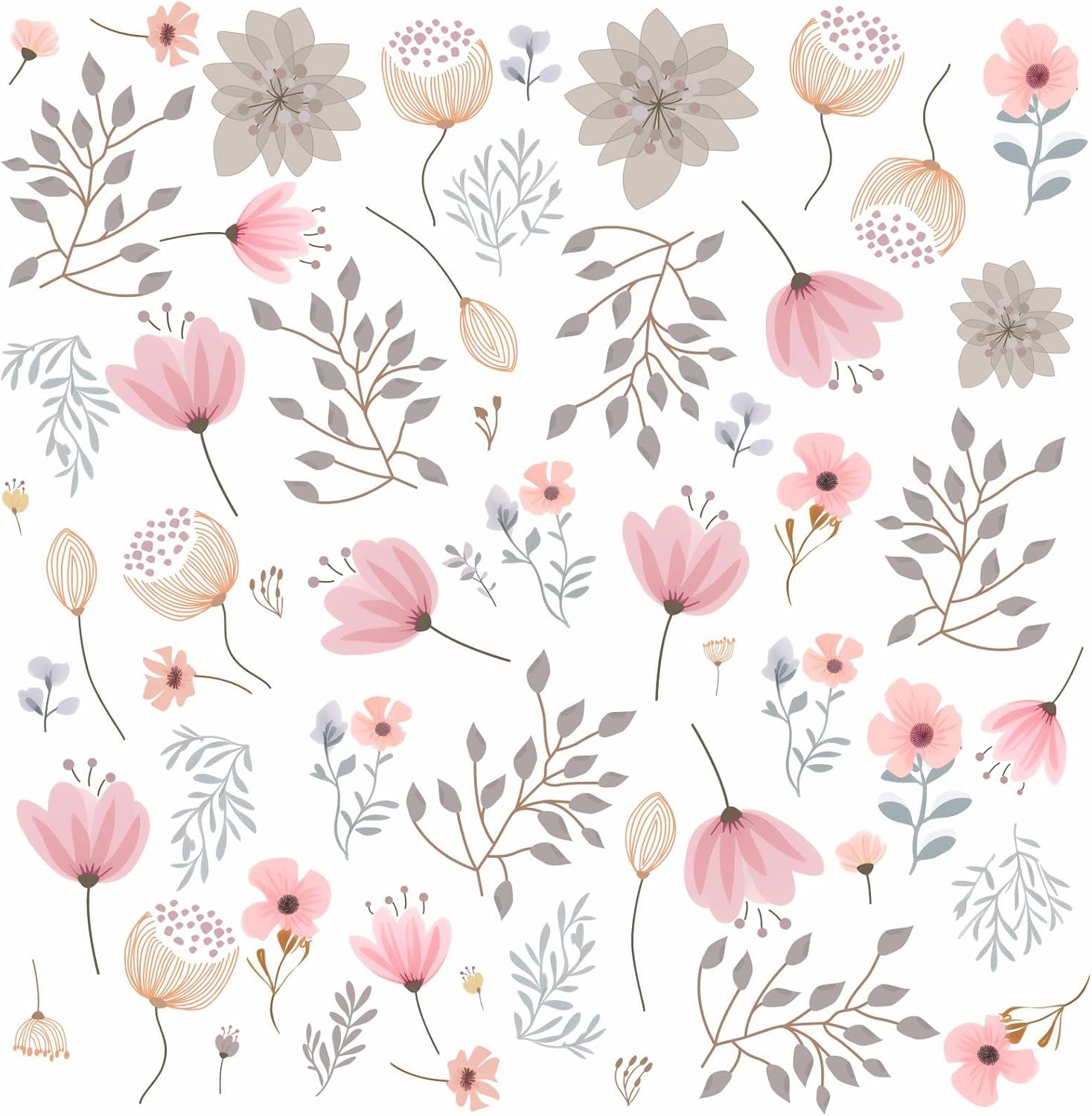 Kazova Boho Flower Wall Decals Peel and Stick