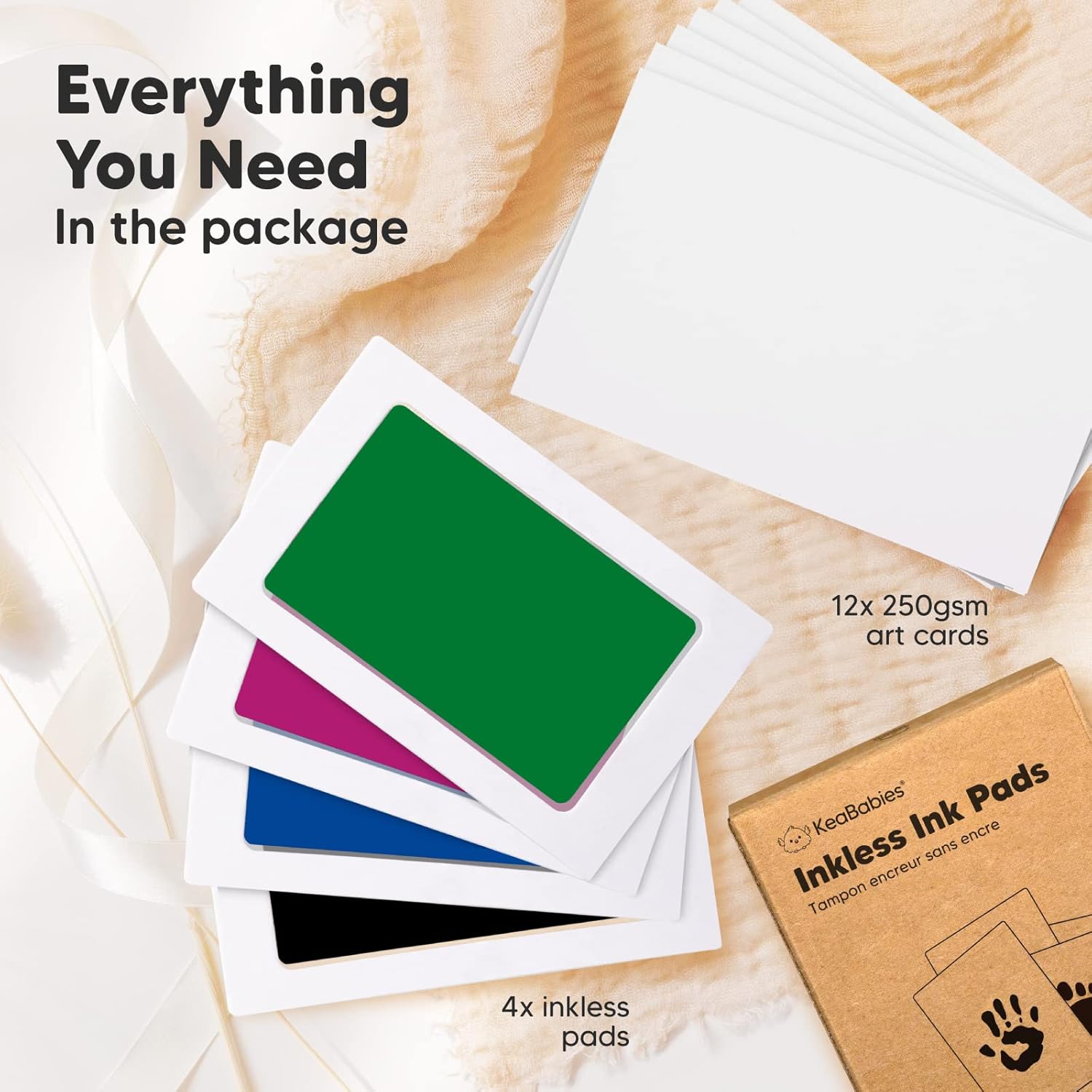 KeaBabies Inkless Hand Footprint Kit - 4 Pack for Baby Keepsakes and Newborn Memories