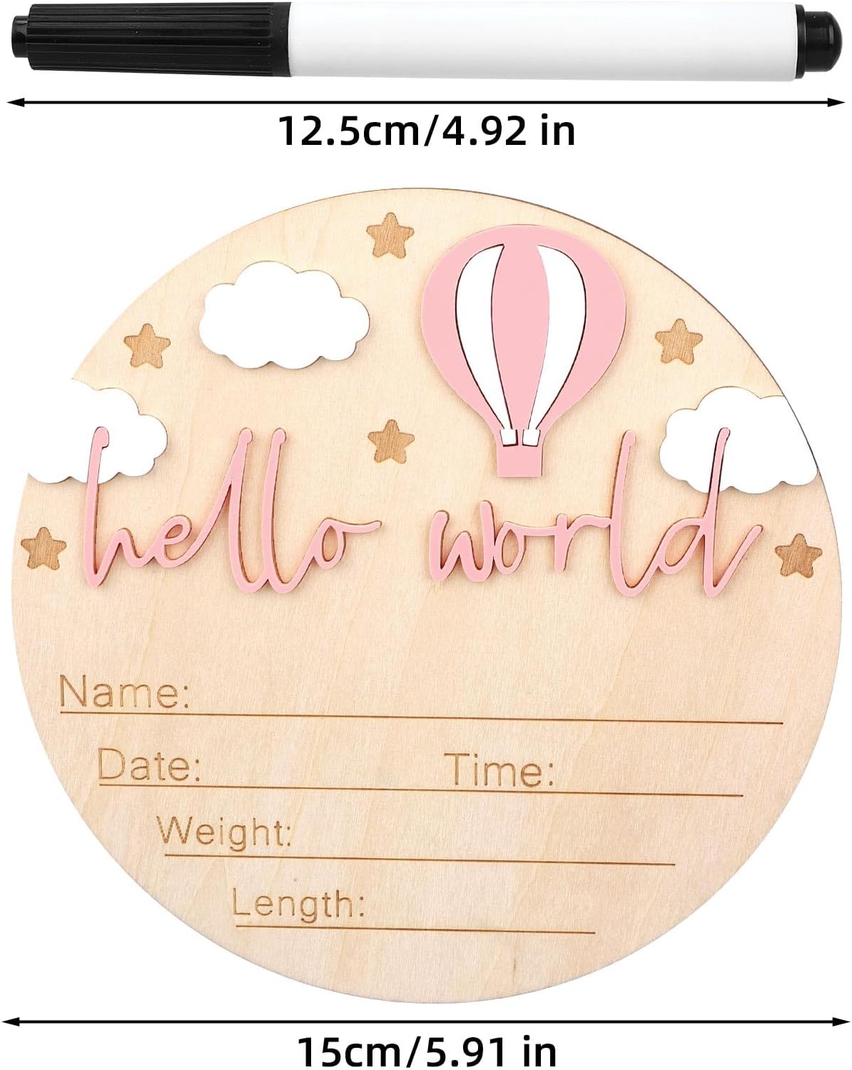 Wooden Baby Announcement Sign Hello World