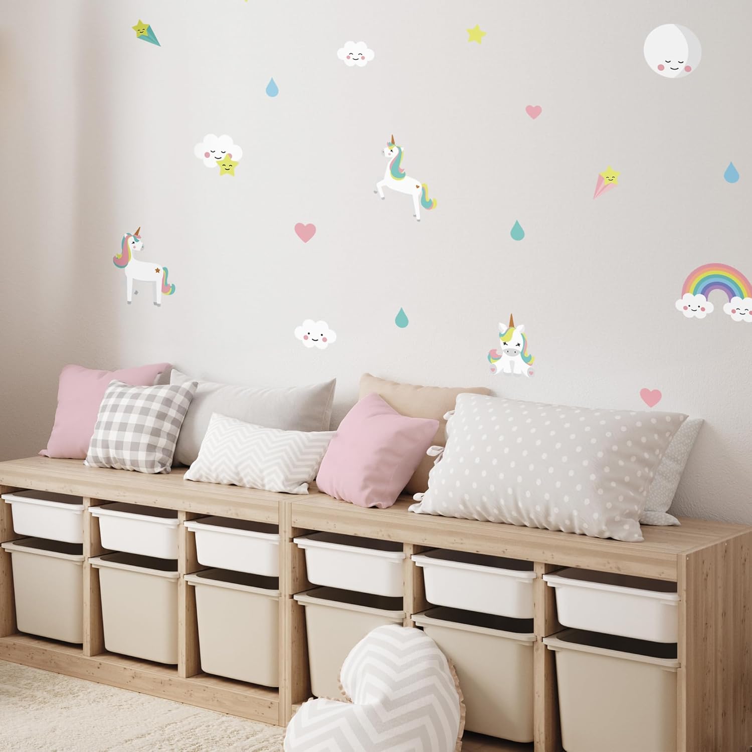 Unicorn Wall Decals for Kids - Easy to Apply Removable