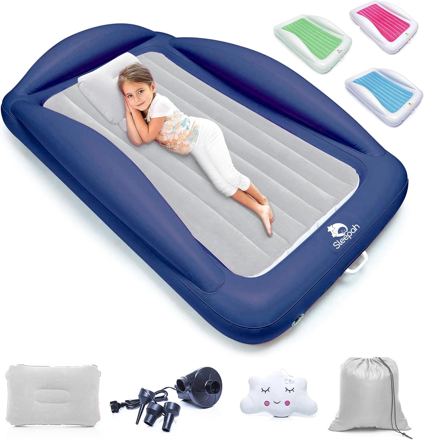 Sleepah Inflatable Toddler Travel Bed with Safety Rails and Carry Case