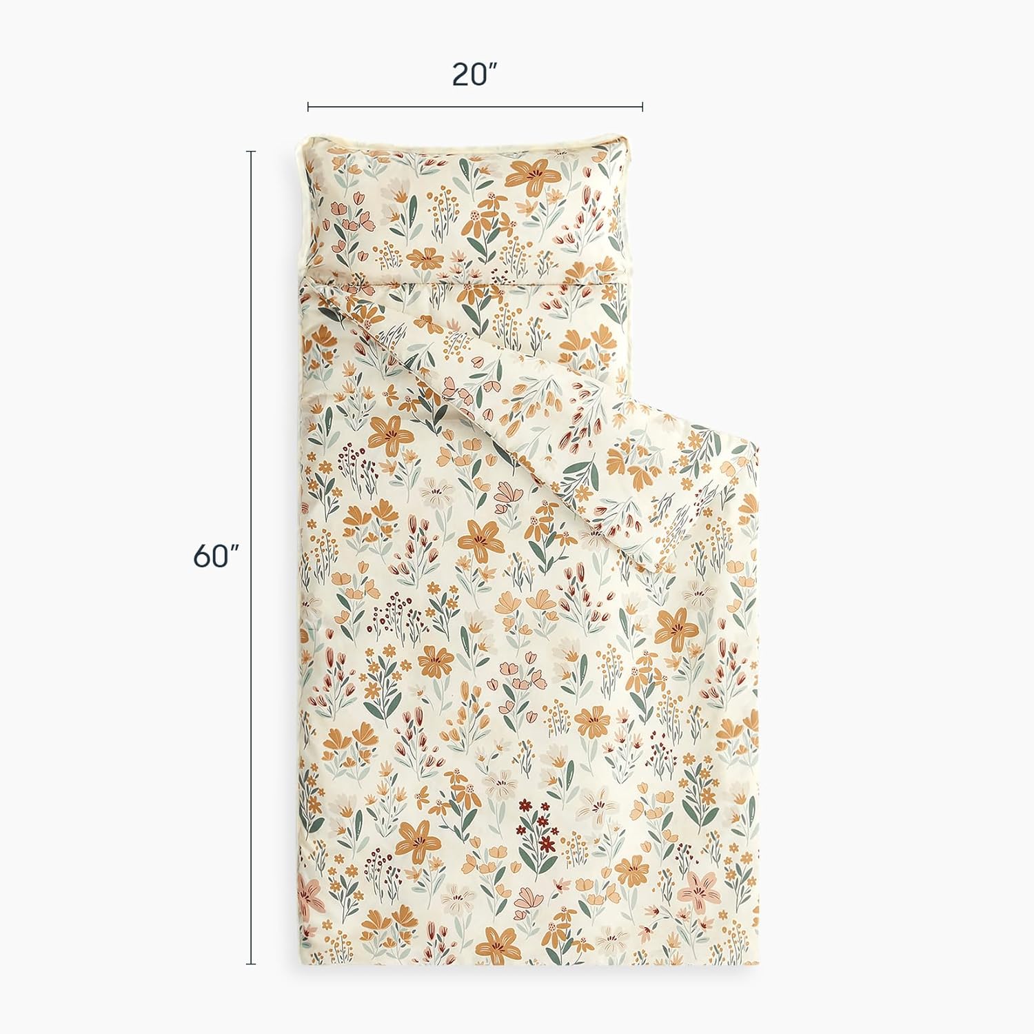 Wake In Cloud Toddler Nap Mat with Pillow and Blanket Orange Cream