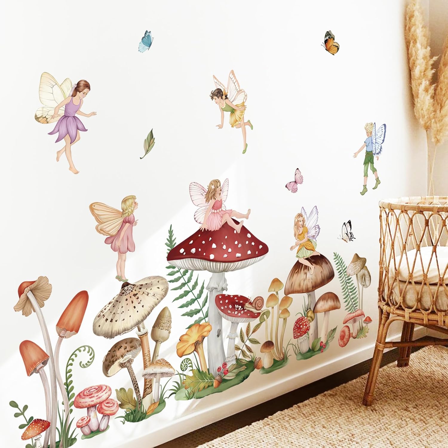 Wondever Woodland Mushroom Wall Decals for Girls Room Decor