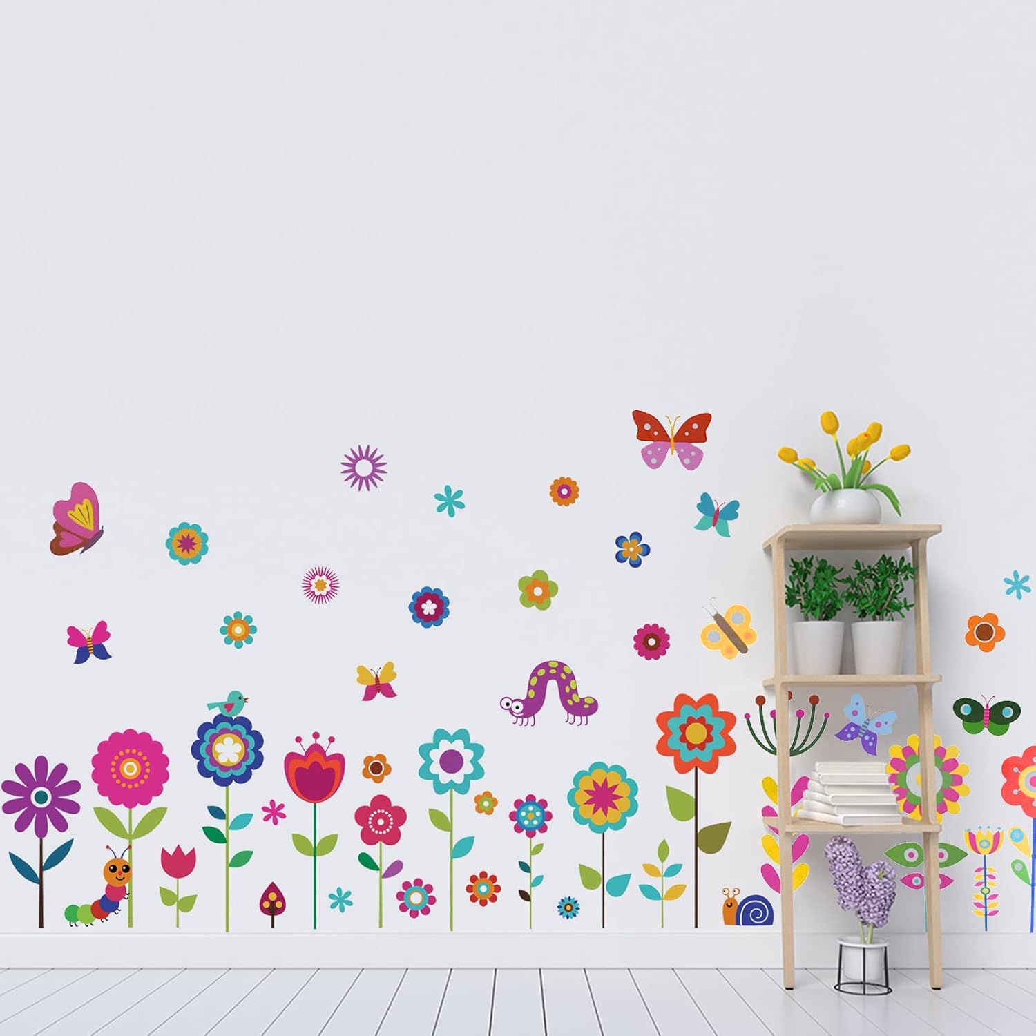 Maydahui 56 PCS Garden Flower Wall Sticker Set