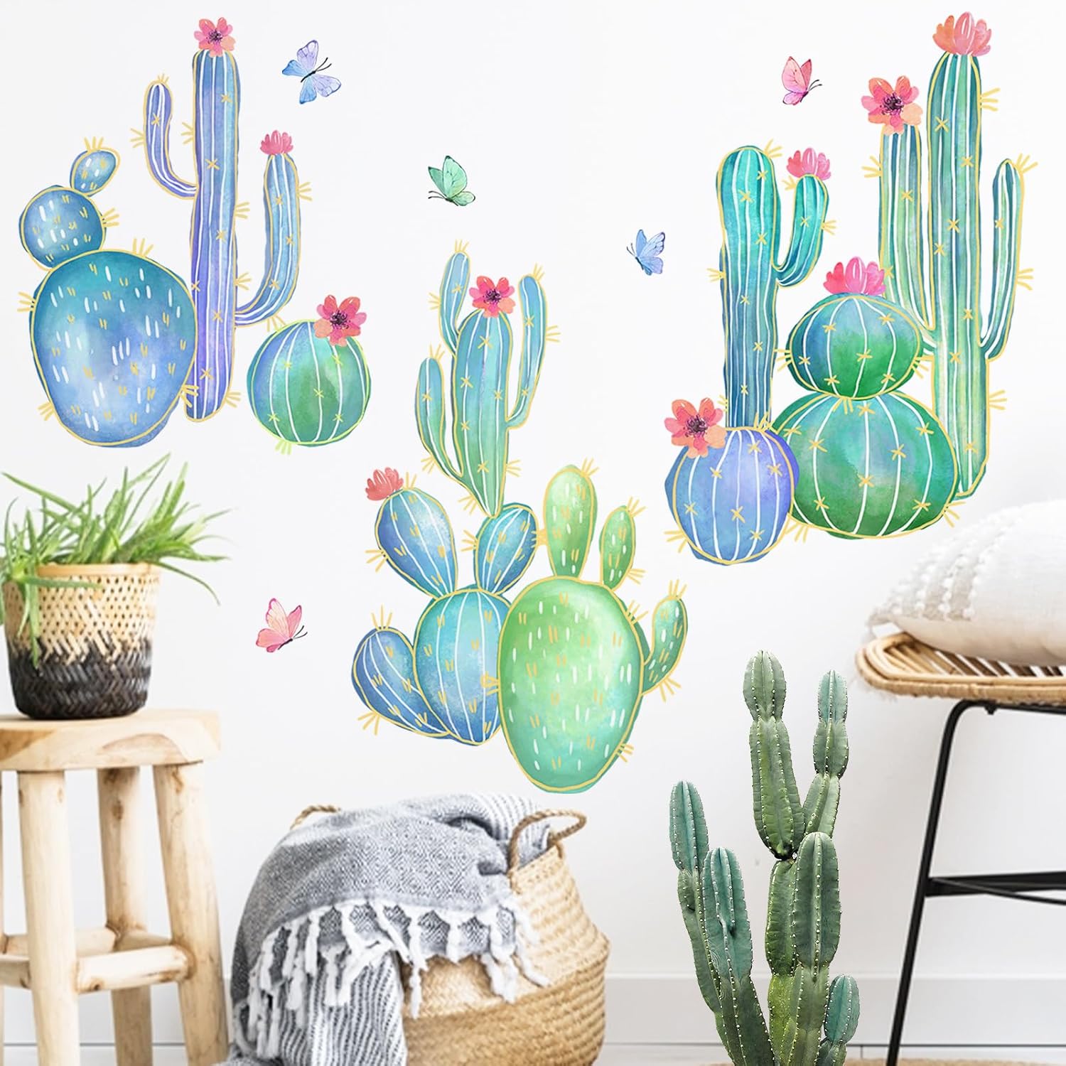 Mfault Cactus Wall Decals for Bedroom Living Room Decor