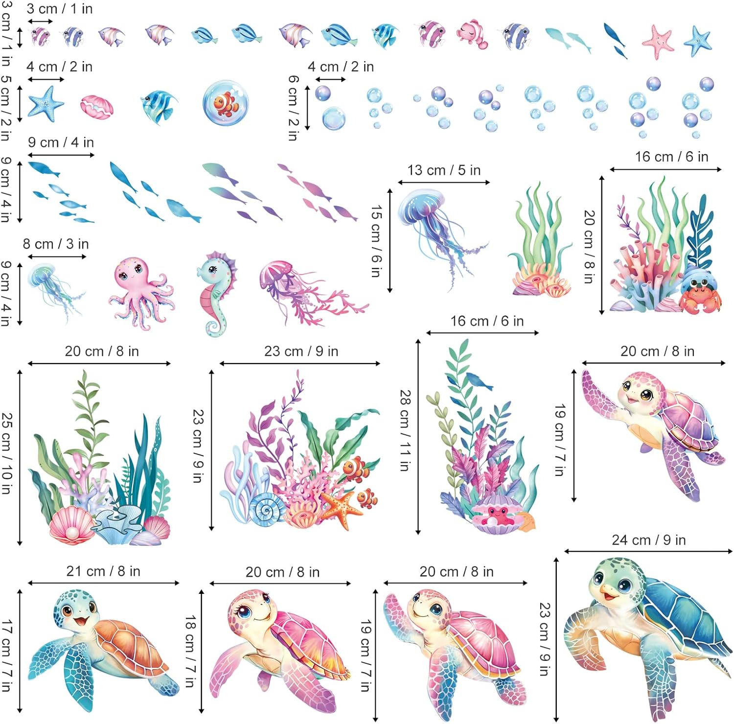 Decalmile Sea Turtles Ocean Wall Decals Stickers