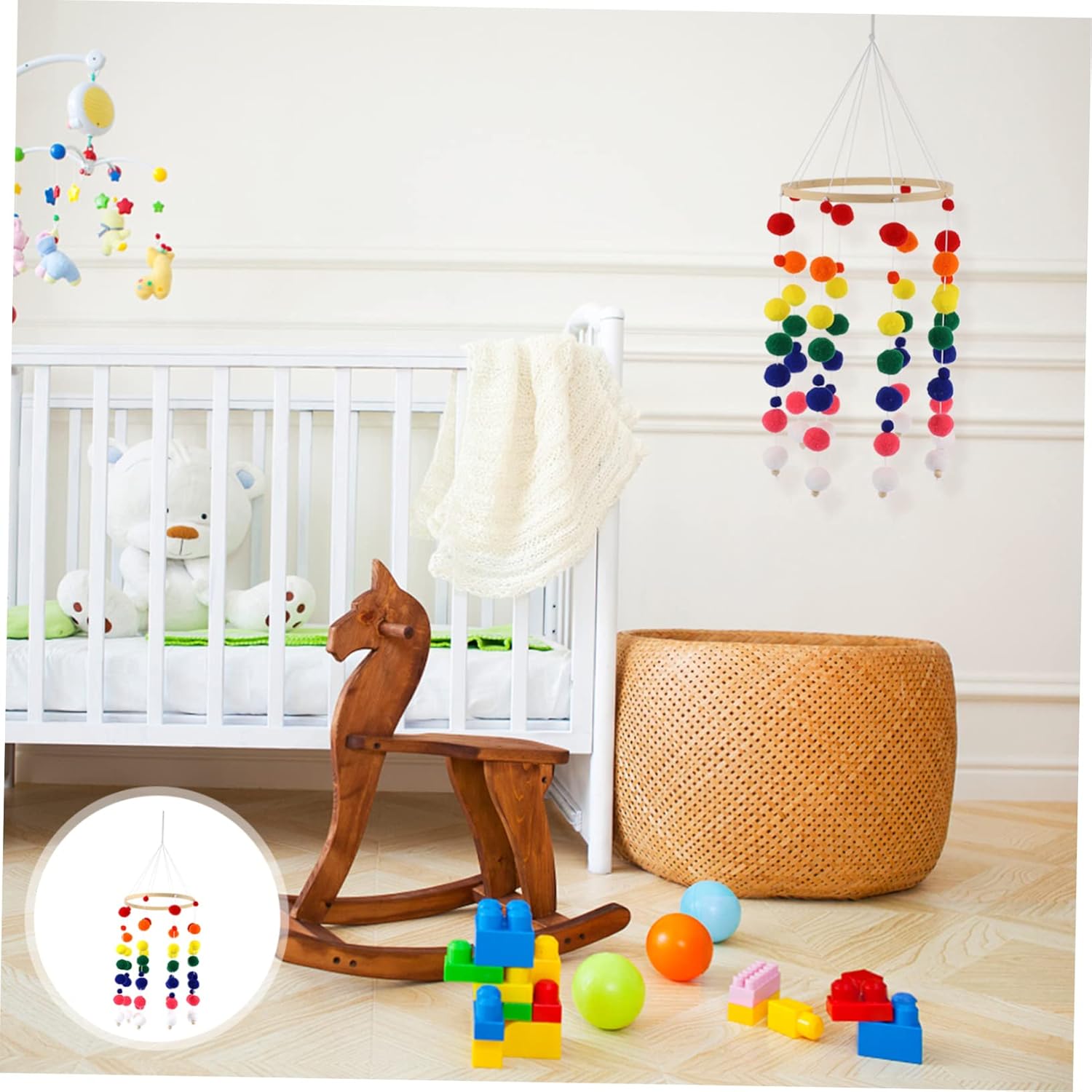 Fuzzy Bed Bell Mobile for Baby Room and Nursery Decor