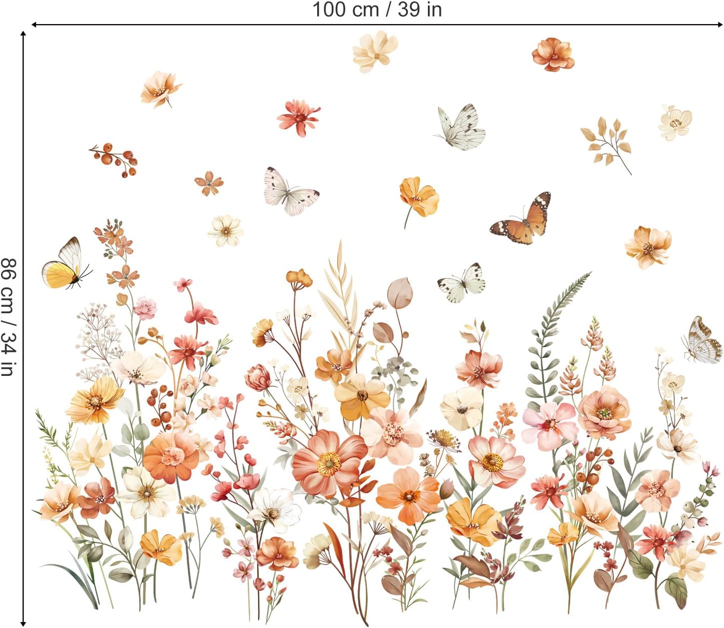 Boho Flower Wall Decals for Girls Room and Baby Nursery