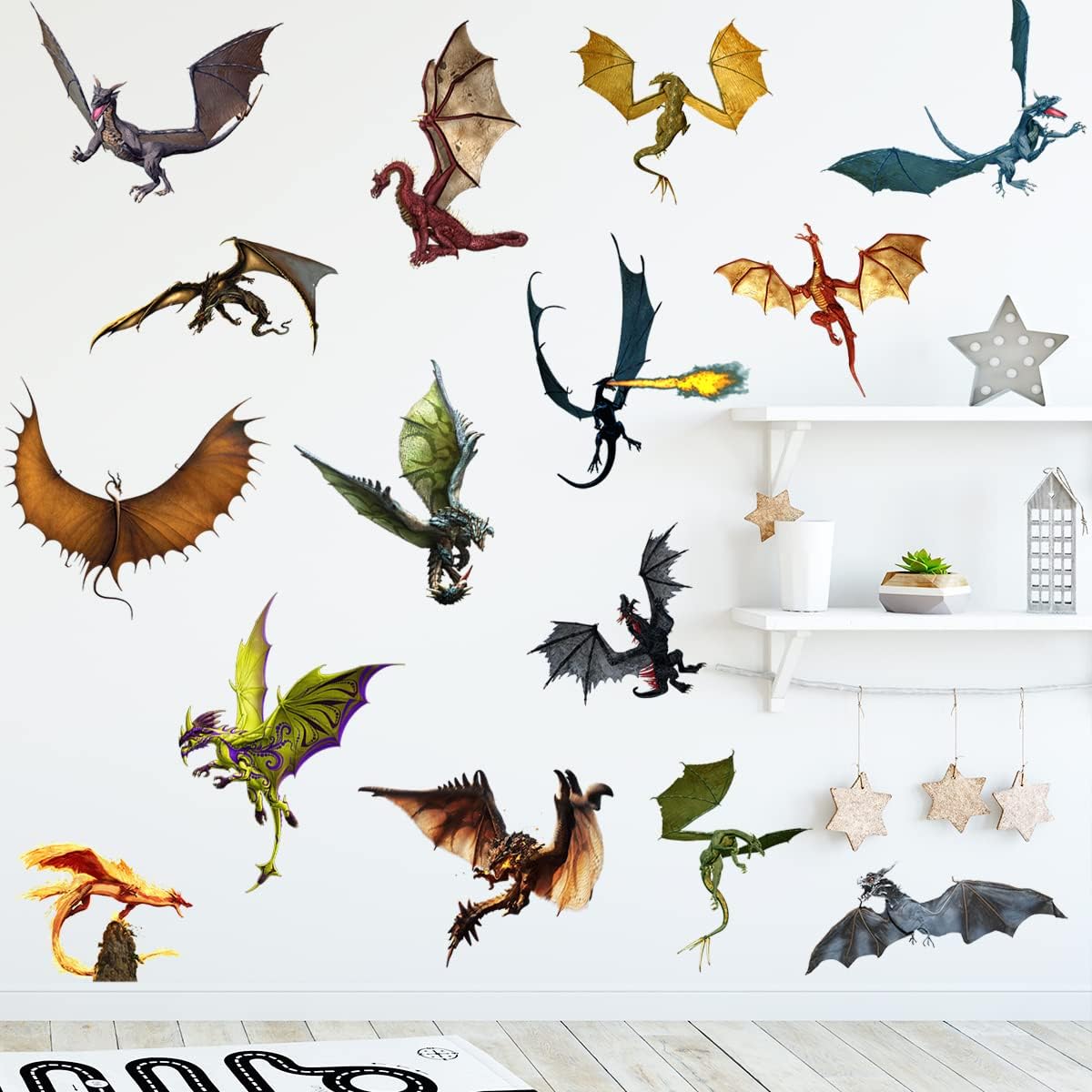 3D Fantasy Dragon Wall Decal for Kids Room Decor