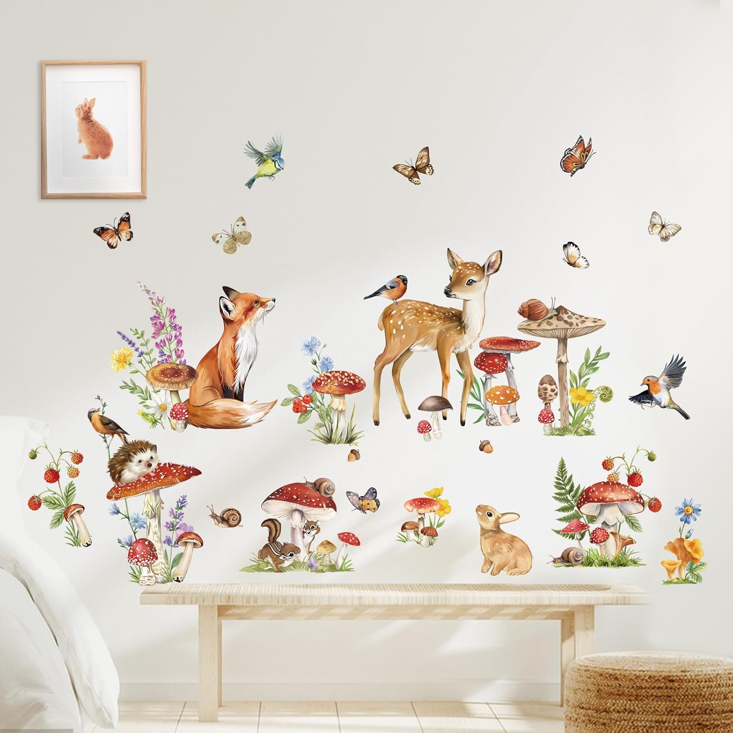 Wondever Woodland Animal Wall Stickers for Kids Bedroom Nursery Decor