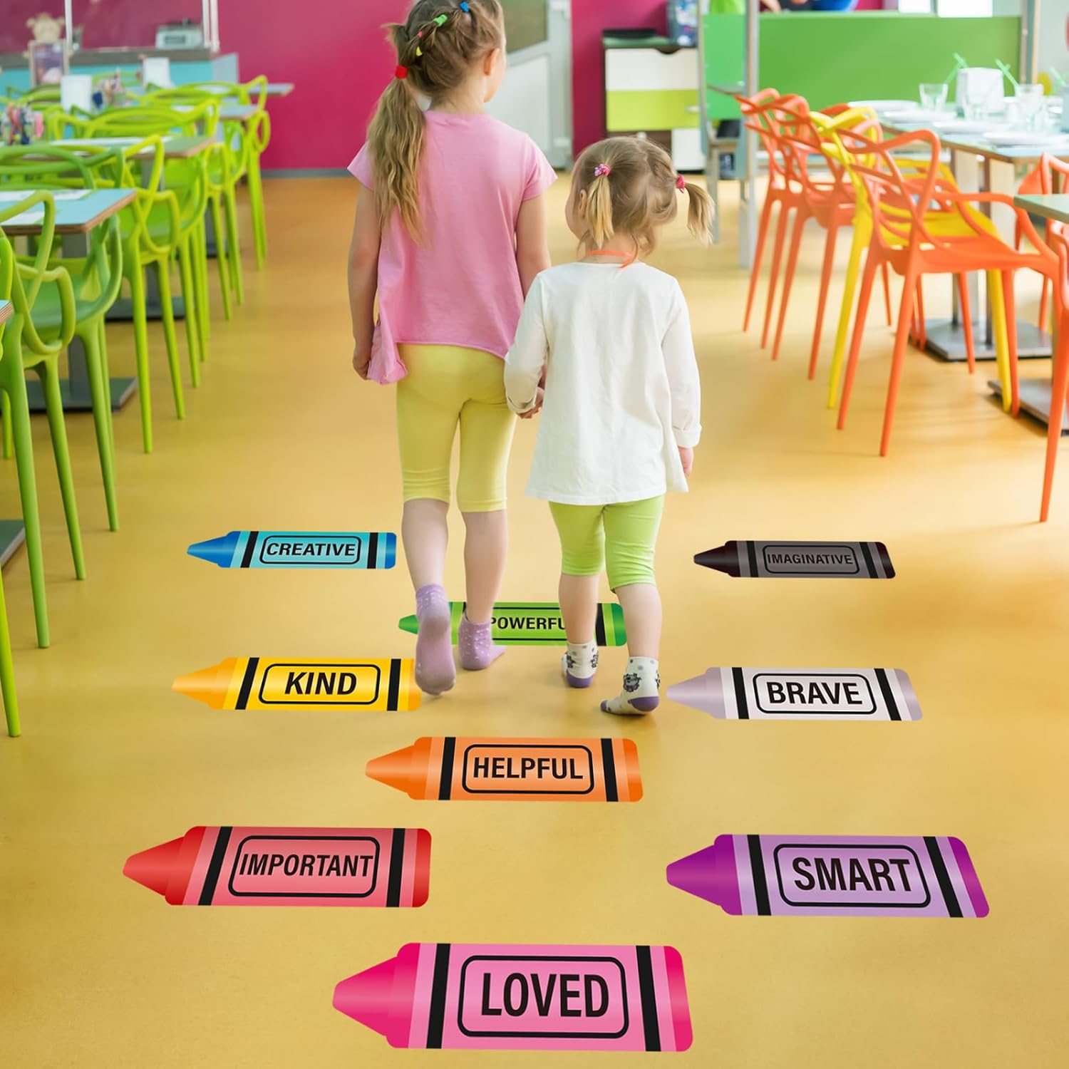 30Pcs Colorful Motivational Floor Decals for Classroom and Party