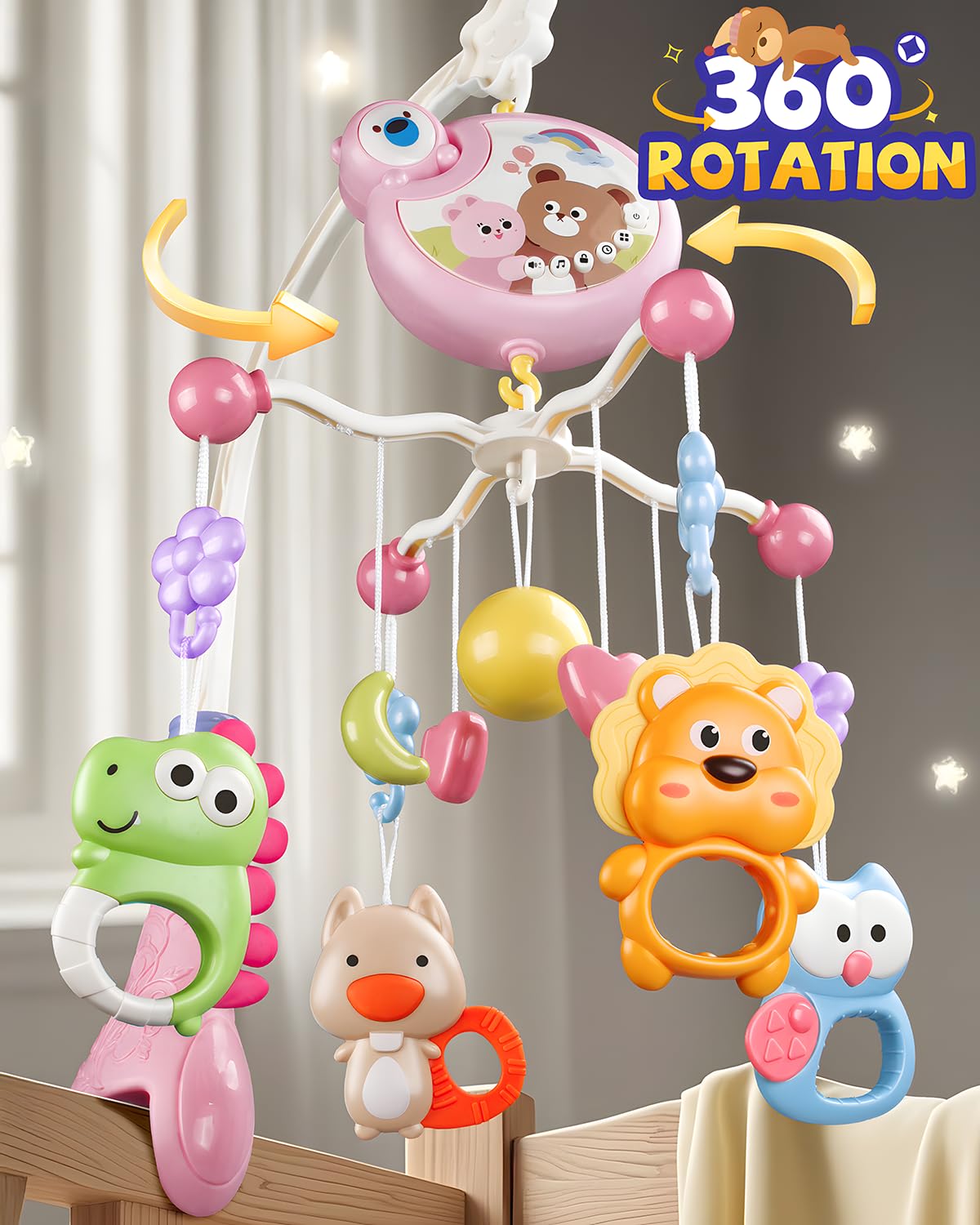 Crib Mobile With Music And Lights for 0-6 Months