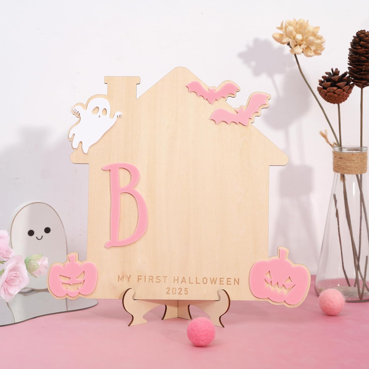 Halloween Footprint Art Sign My Little Boo Pink