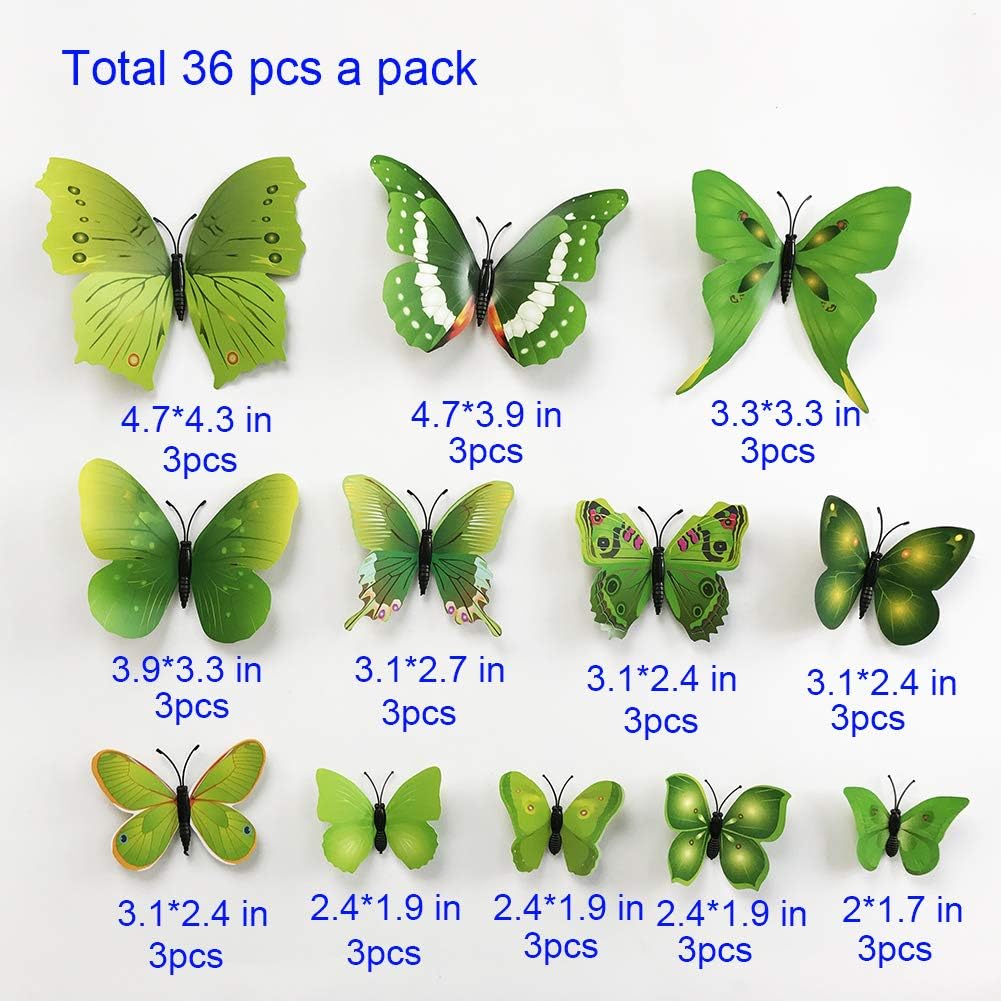 36pcs 3D Colorful Butterfly Wall Stickers DIY Decor Craft Set for Kids and Babies